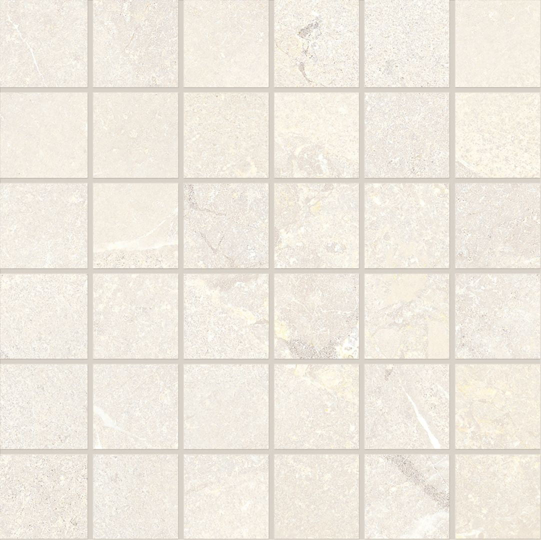 Unique Intensity White porcelain mosaic tile by Emil, 13 3/8"x13 15/16"x9-mm size. Premium Italian porcelain for floors and walls.