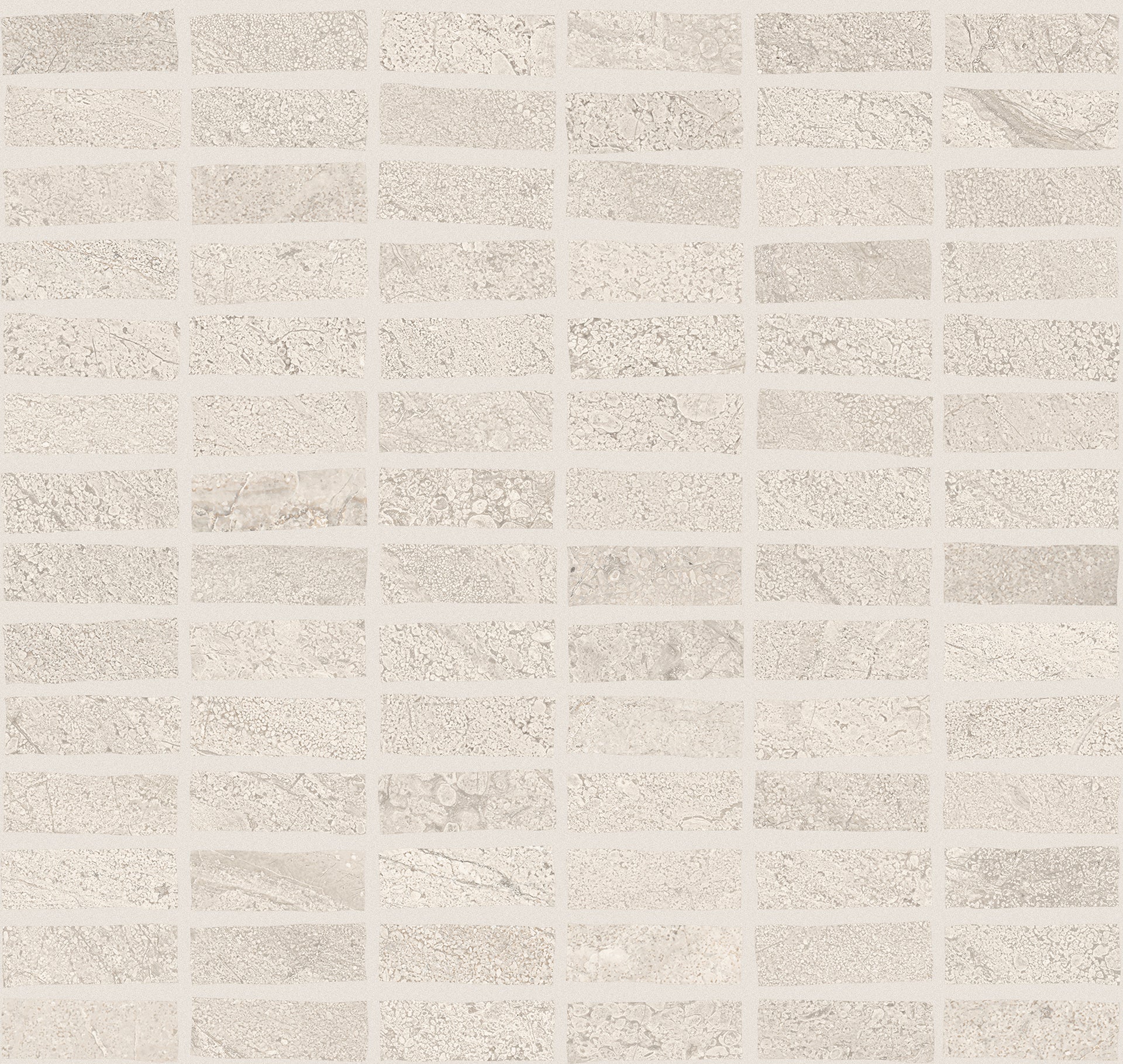 Pietra di Orosei Grigio Conchiglia porcelain mosaic tile by Emil, silktech finish, 11 1/2"x13 1/16"x9-mm size. Premium Italian porcelain for floors and walls.