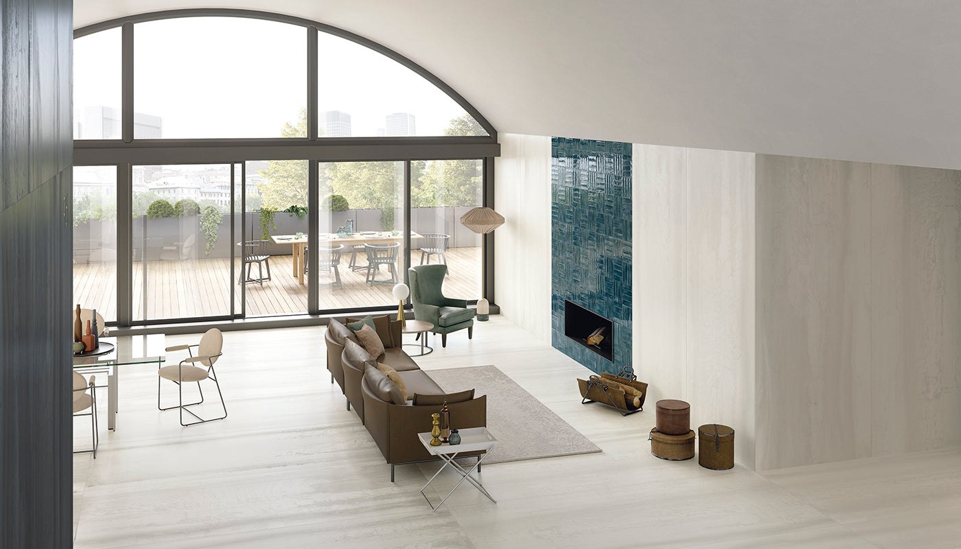 Metallica STEEL WHITE porcelain mosaic tile by Emil, naturale finish, 12"x12" size. Premium Italian porcelain for floors and walls.