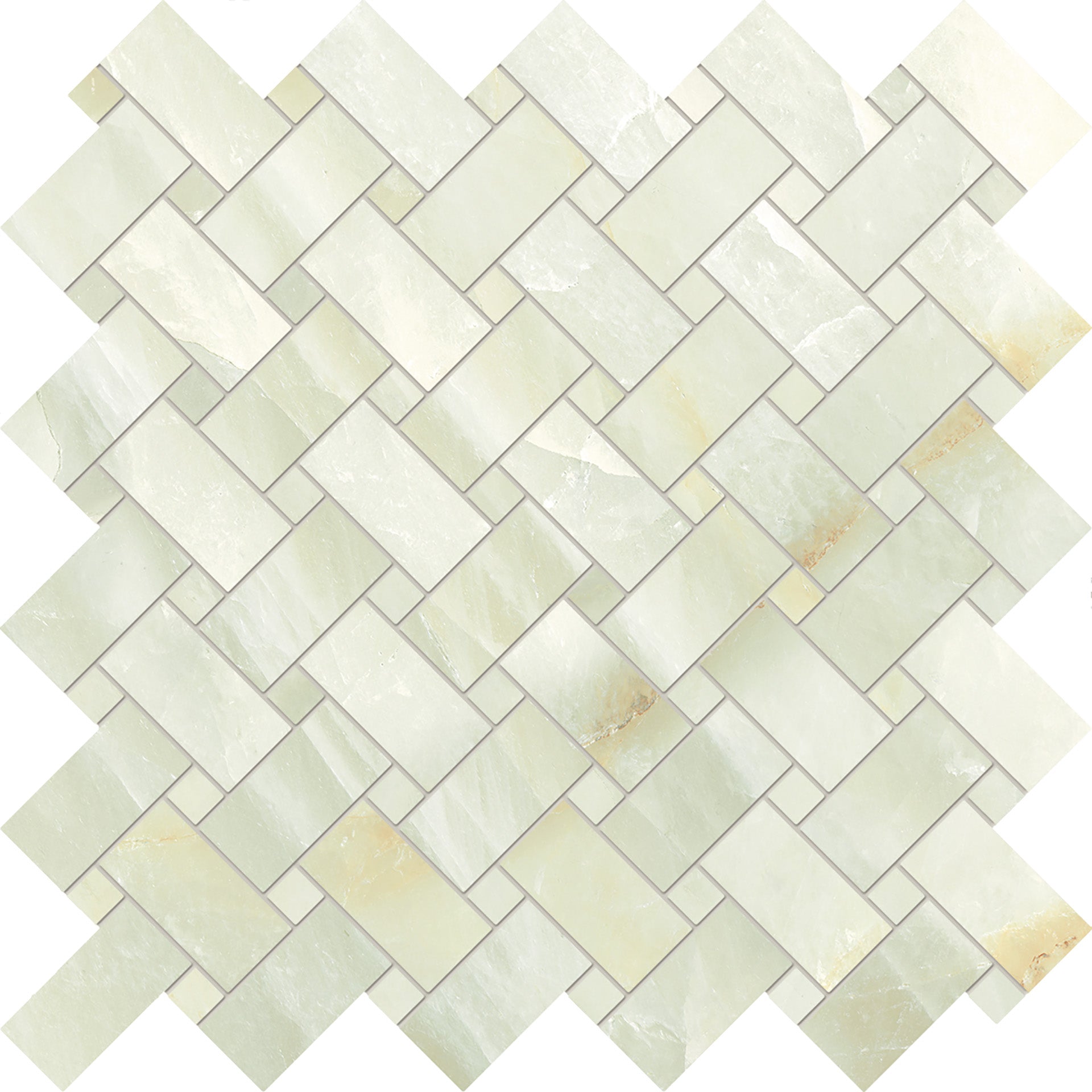 Tele di Marmo Crystal Extra Light Green porcelain mosaic tile by Emil, silktech finish, 11 13/16"x11 13/16"x9-mm size. Premium Italian porcelain for floors and walls.