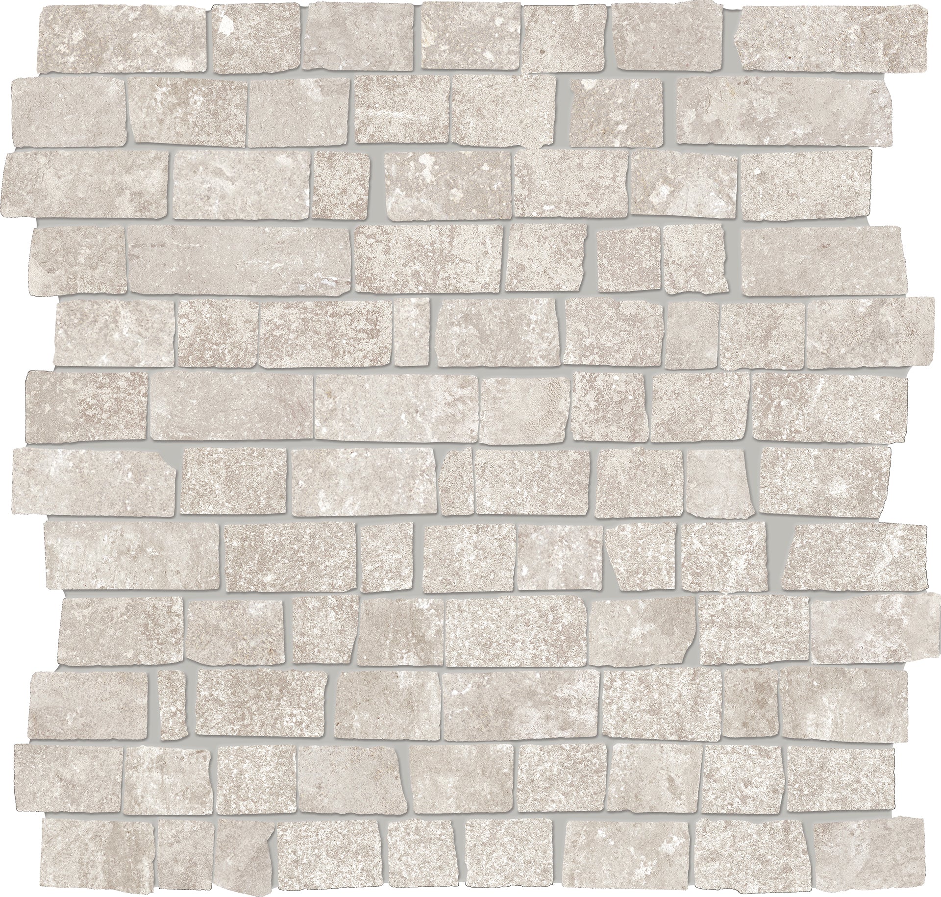 Chateau Beige porcelain mosaic tile by Emil, naturale finish, 11 13/16"x11 13/16"x9.5-mm size. Premium Italian porcelain for floors and walls.