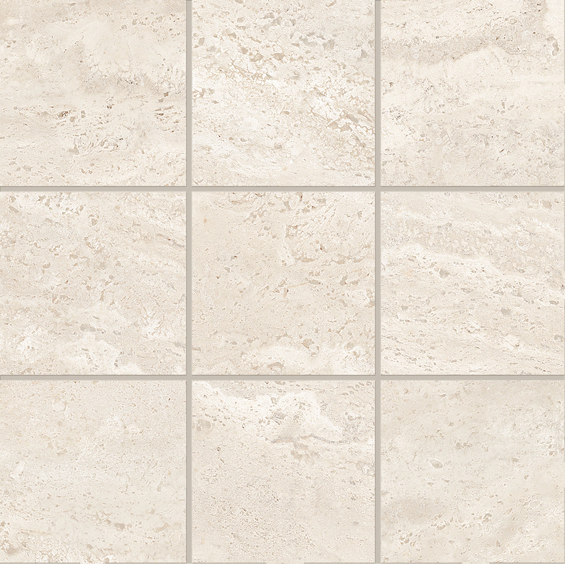 Dual Travertine White porcelain mosaic tile by Emil, naturale finish, 11 13/16"x11 13/16"x9-mm size. Premium Italian porcelain for floors and walls.