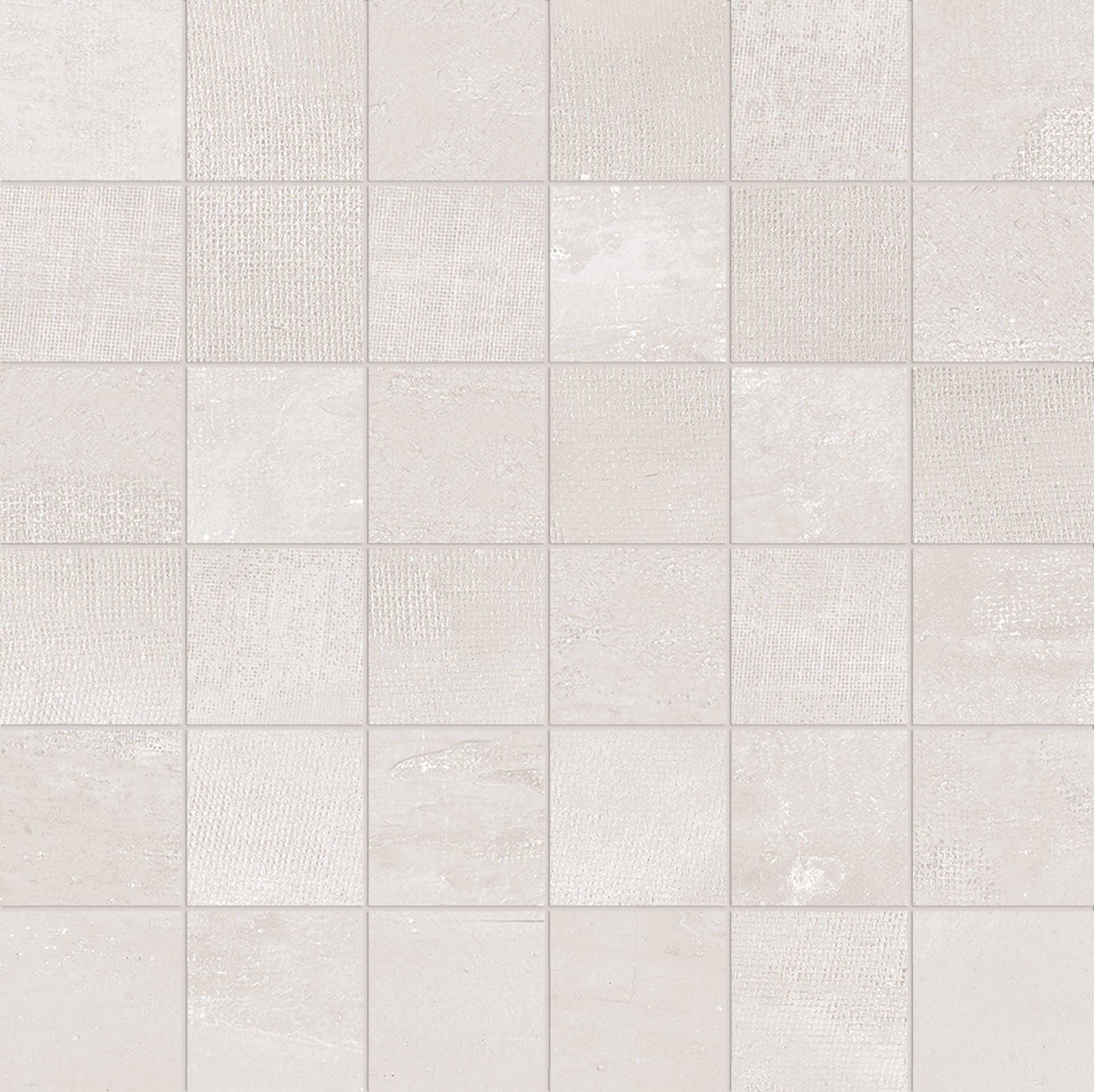 Gesso Natural White porcelain mosaic tile by Emil, 11 13/16"x11 13/16"x9.5-mm size. Premium Italian porcelain for floors and walls.