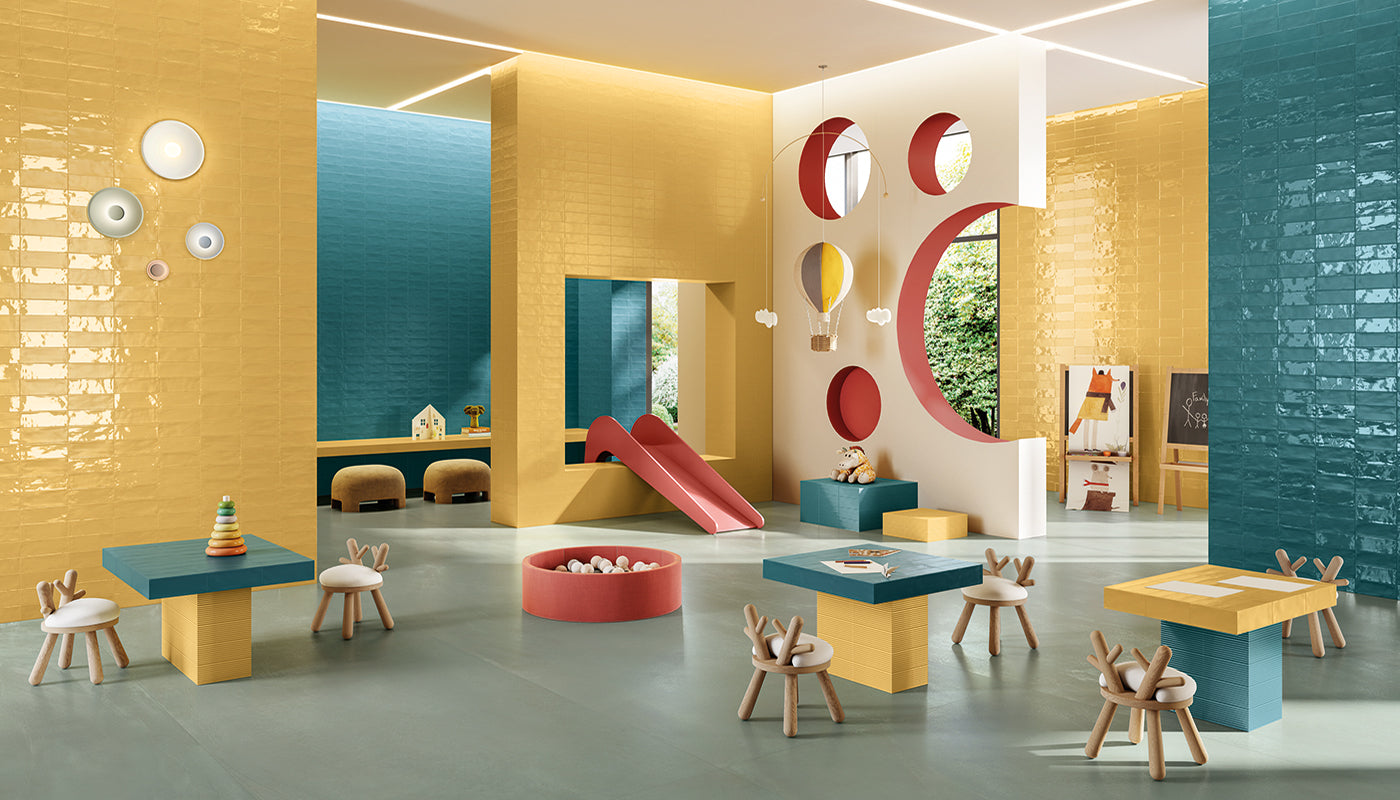 Abacus PETROLIO porcelain field tile by Emil, matt finish, 3"x8" size. Premium Italian porcelain for floors and walls.
