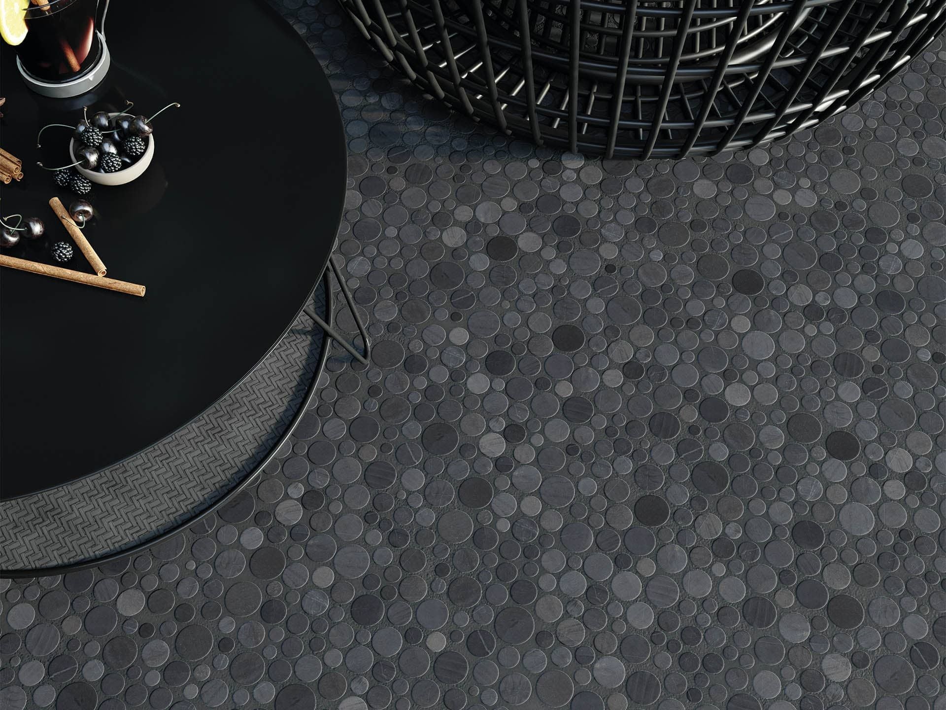 Paradise Negro Round Mosaic (12x12x10-mm | matt)