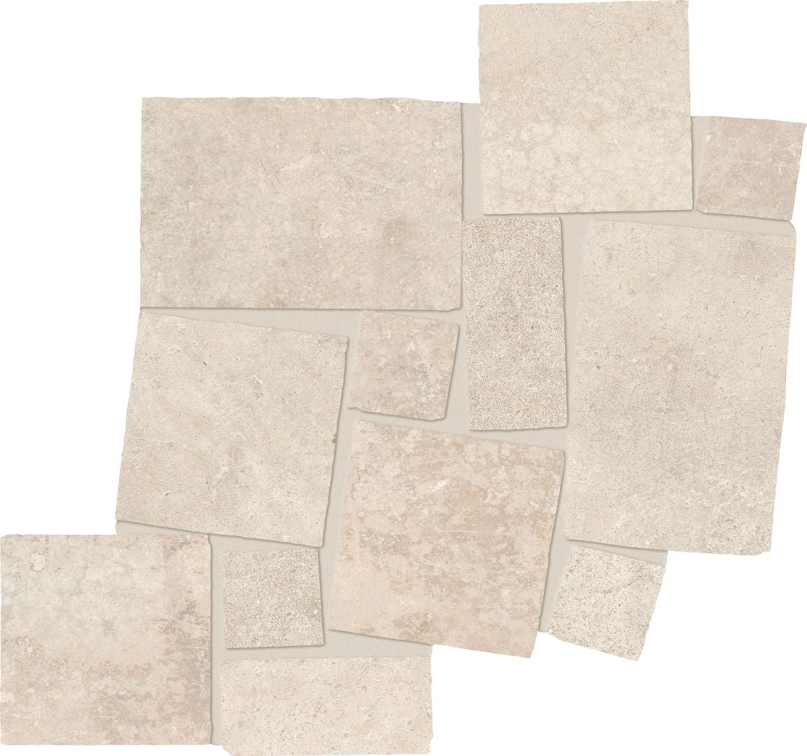 Fabrika Sand porcelain mosaic tile by Emil, 13 7/16"x13 1/2"x8.5-mm size. Premium Italian porcelain for floors and walls.