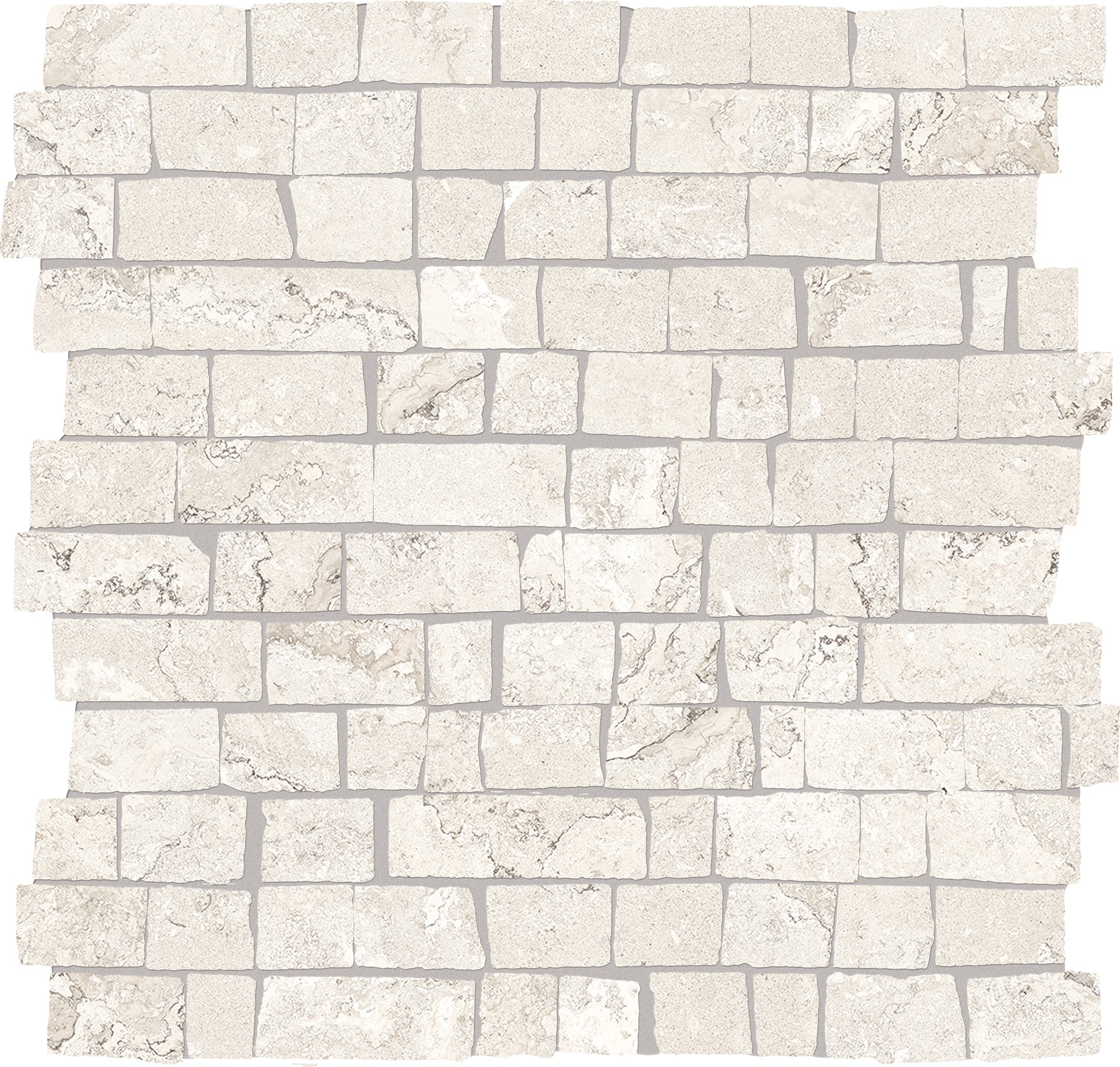Unique Bourgogne Blanc porcelain mosaic tile by Emil, 11 13/16"x11 13/16"x9-mm size. Premium Italian porcelain for floors and walls.