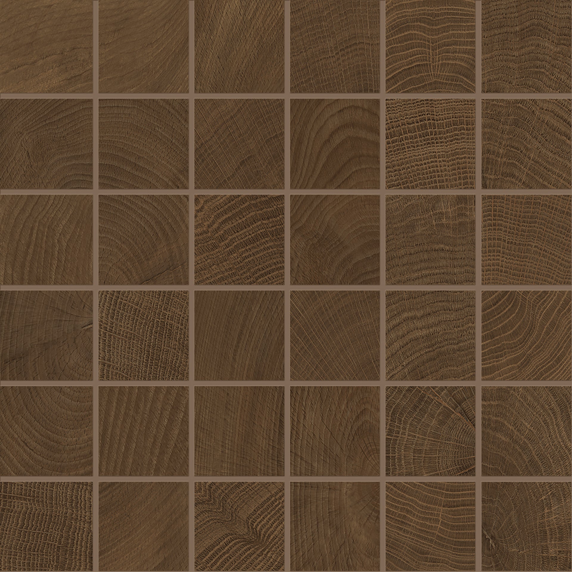 W-Circles Wenge' porcelain mosaic tile by Emil, naturale finish, 11 13/16"x11 13/16"x9-mm size. Premium Italian porcelain for floors and walls.
