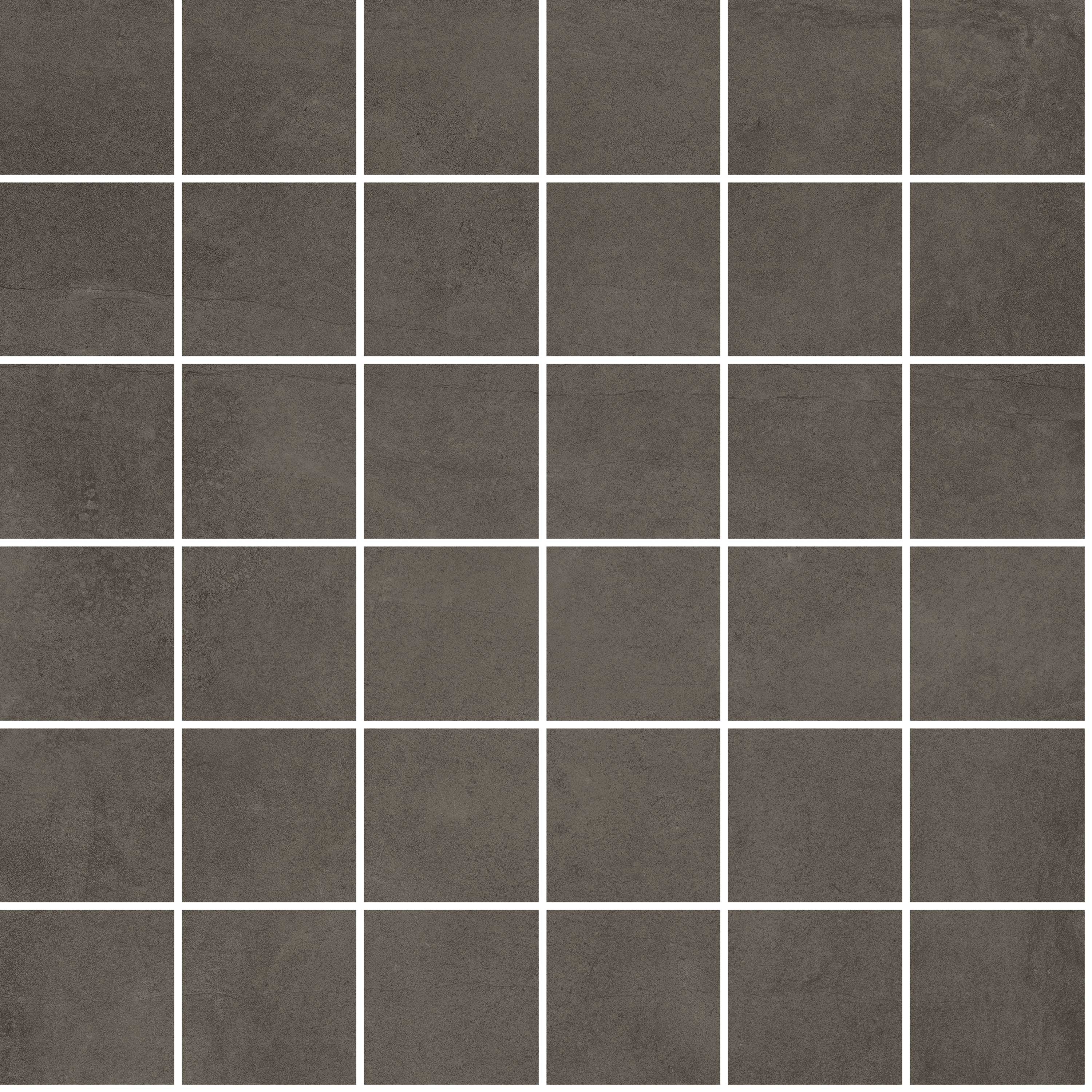 ATTITUDE Calm Brown porcelain mosaic, top-down product view, 12"×12"×11/32" size. Premium porcelain for floors and walls.