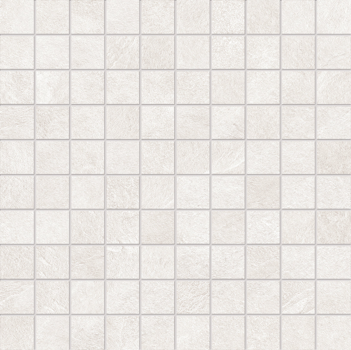 Cornerstone Evolution SLATE SUPERWHITE porcelain mosaic tile by Emil, naturale finish, 12"x12" size. Premium Italian porcelain for floors and walls.
