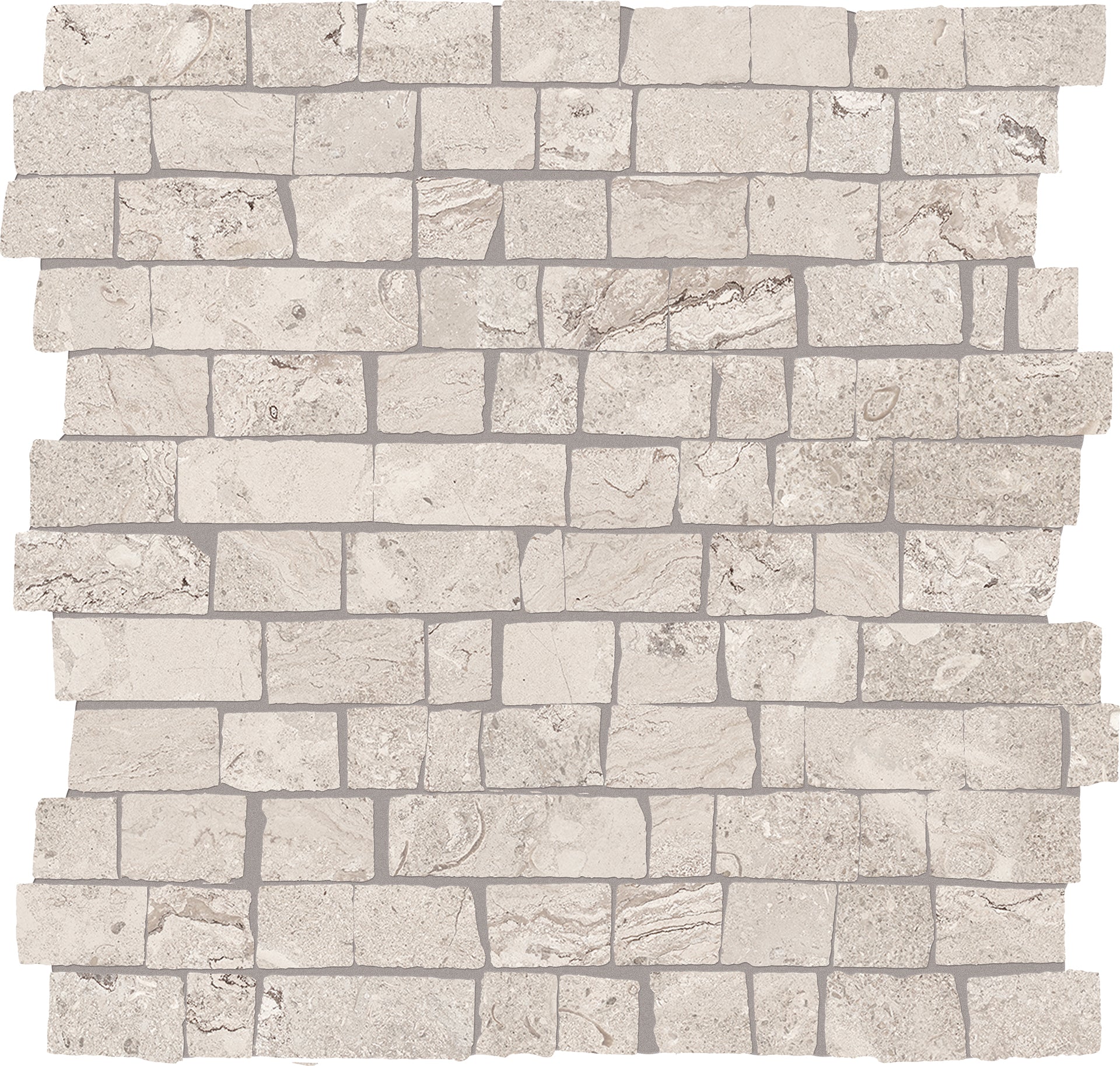 Unique Bourgogne Gris porcelain mosaic tile by Emil, 11 13/16"x11 13/16"x9-mm size. Premium Italian porcelain for floors and walls.