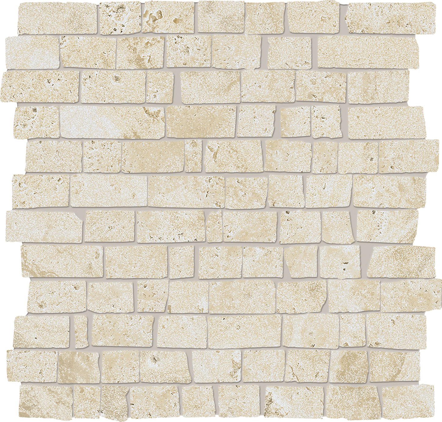 Unique Travertine Cream porcelain mosaic tile by Emil, 11 13/16"x11 13/16"x9.5-mm size. Premium Italian porcelain for floors and walls.