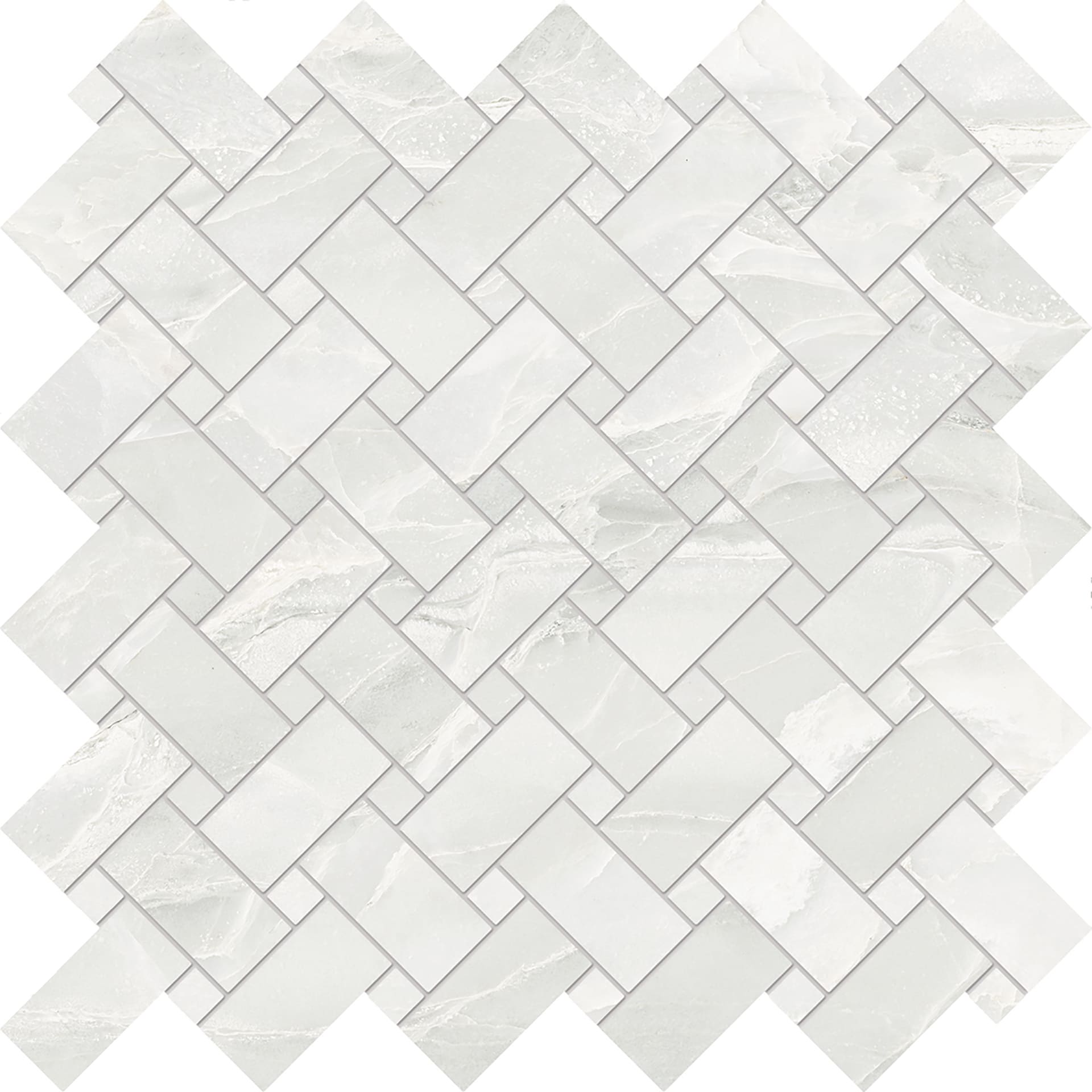 Tele Di Marmo Selection White Paradise porcelain mosaic tile by Emil, full lappato finish, 11 13/16"x11 13/16"x9.5-mm size. Premium Italian porcelain for floors and walls.
