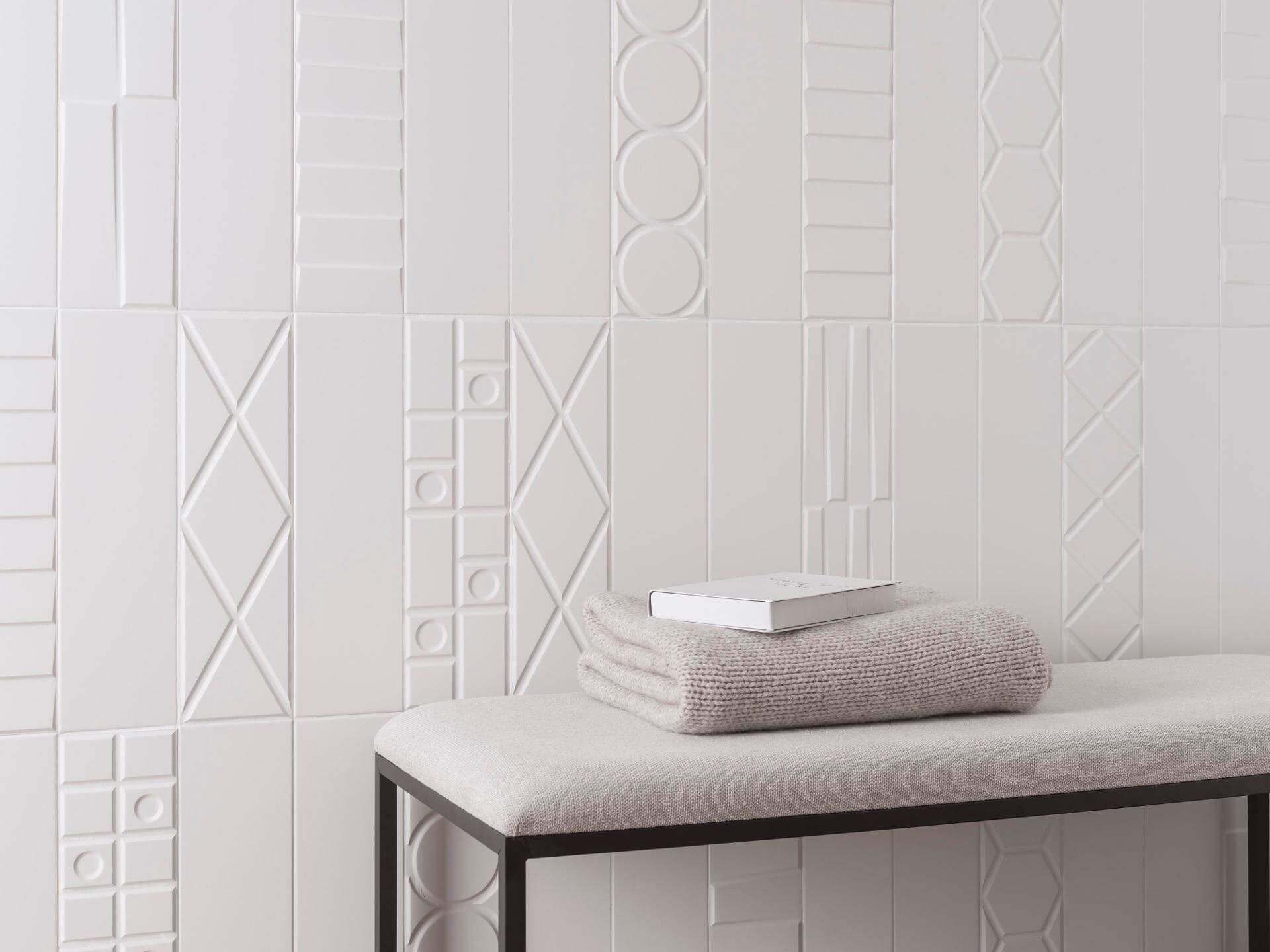 Geo White Wall Tile (5x17x8.5-mm | gloss)