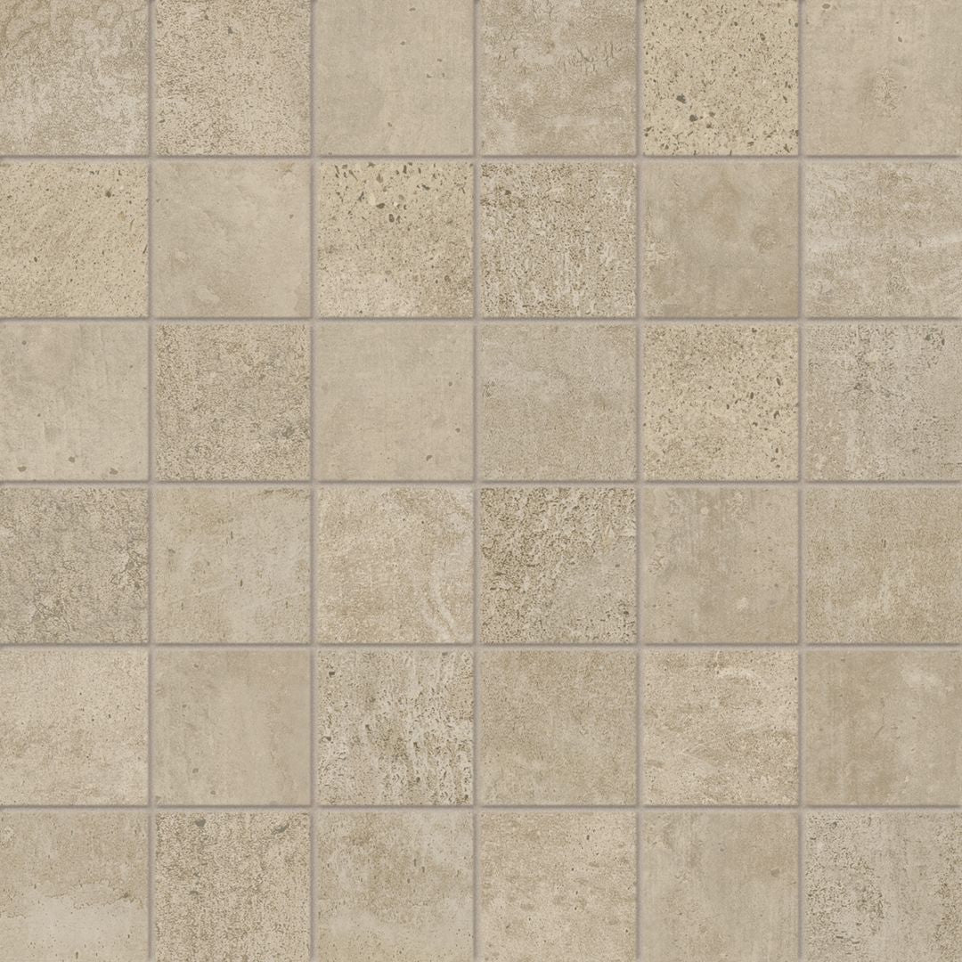 On Square Sabbia porcelain mosaic tile by Emil, 11 13/16"x11 13/16"x9.5-mm size. Premium Italian porcelain for floors and walls.