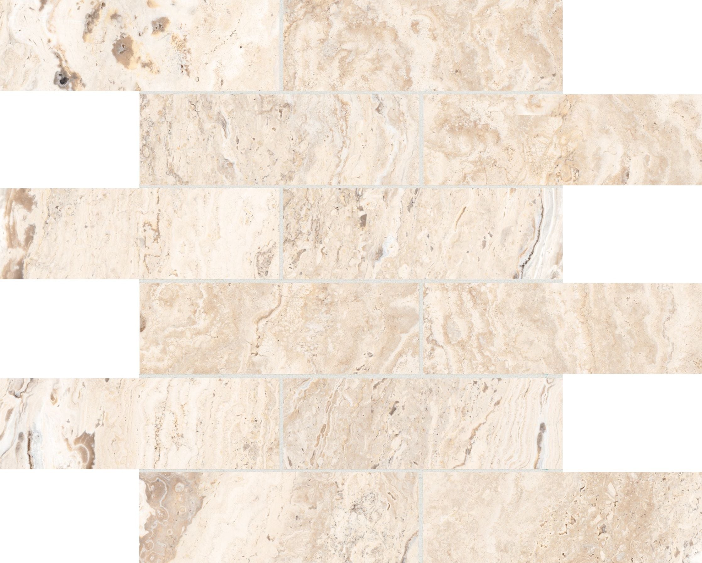 Antico mosaic by Anatolia Tile, top-down product view, 2"×6" size. Premium porcelain for floors and walls.