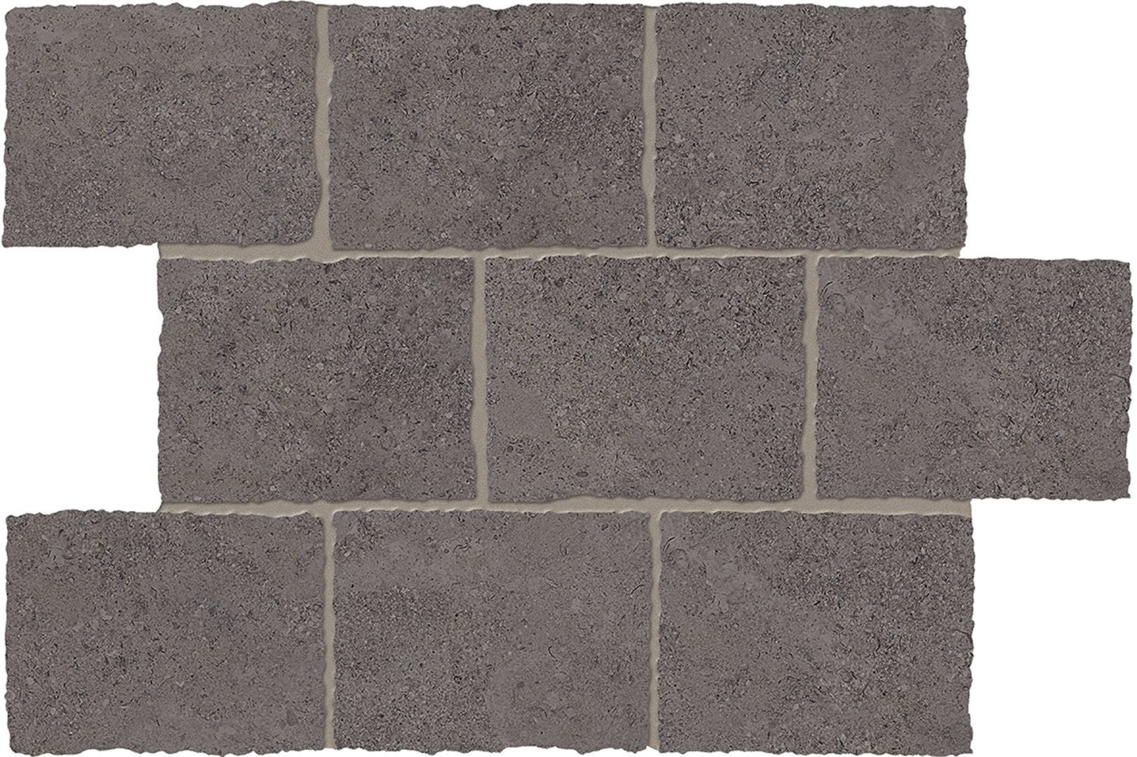 Landscape Antracite porcelain mosaic tile by Emil, silktech finish, 11 13/16"x17 11/16"x9.5-mm size. Premium Italian porcelain for floors and walls.