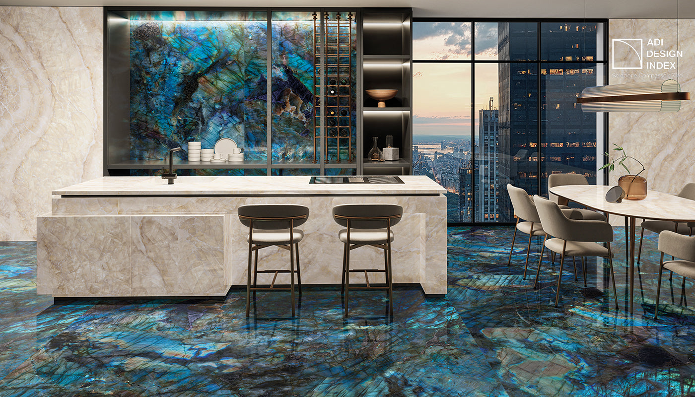 Tele di Marmo Lumia LABRADORITE porcelain mosaic tile by Emil, full lappato finish, 12"x12" size. Premium Italian porcelain for floors and walls.