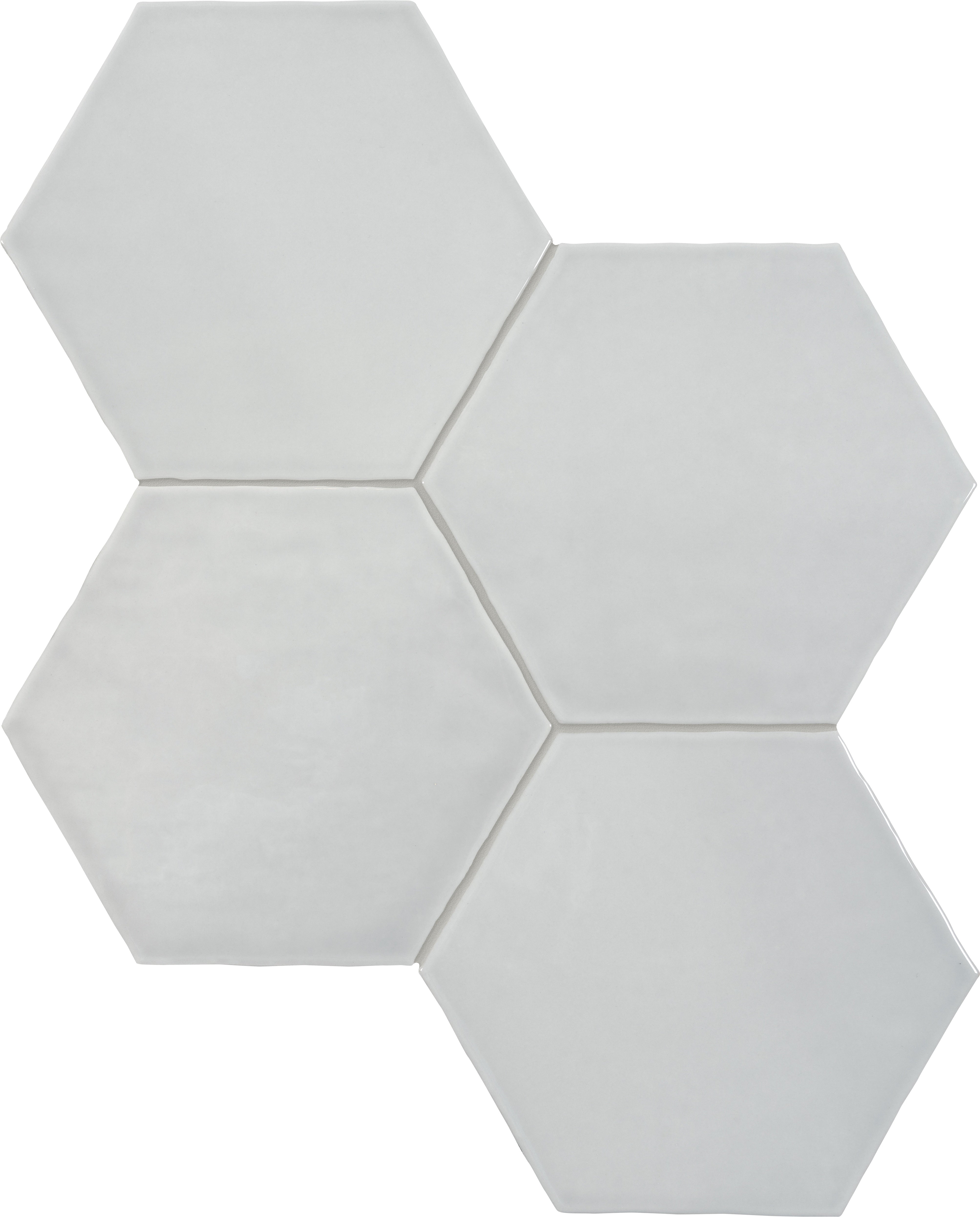 TERAMODA: Silver Hexagon Hexagon Ceramic Field Tile (6"×6 13/16"×11/32" | Glossy | Pressed)