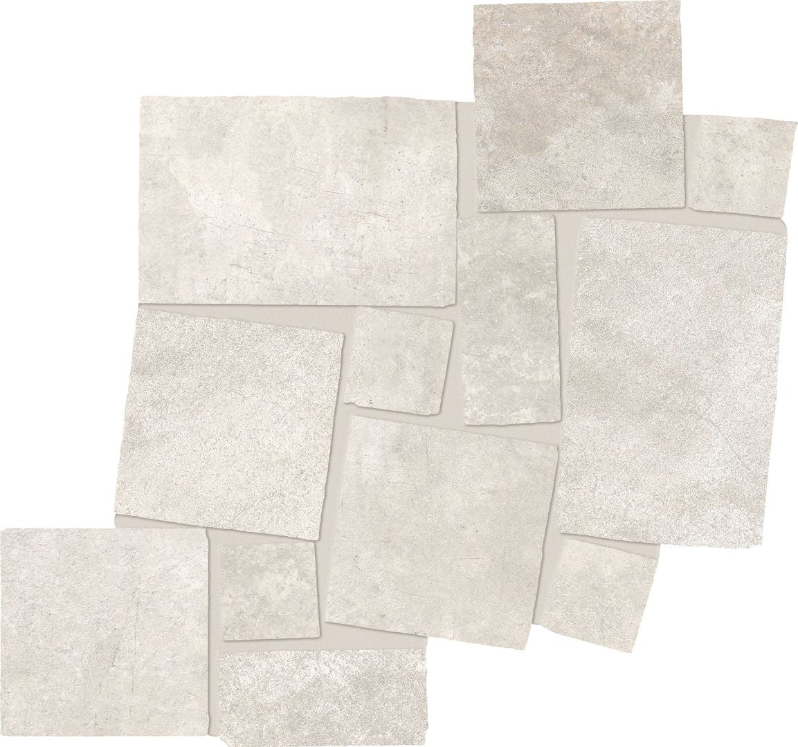 Fabrika White porcelain mosaic tile by Emil, 13 7/16"x13 1/2"x8.5-mm size. Premium Italian porcelain for floors and walls.