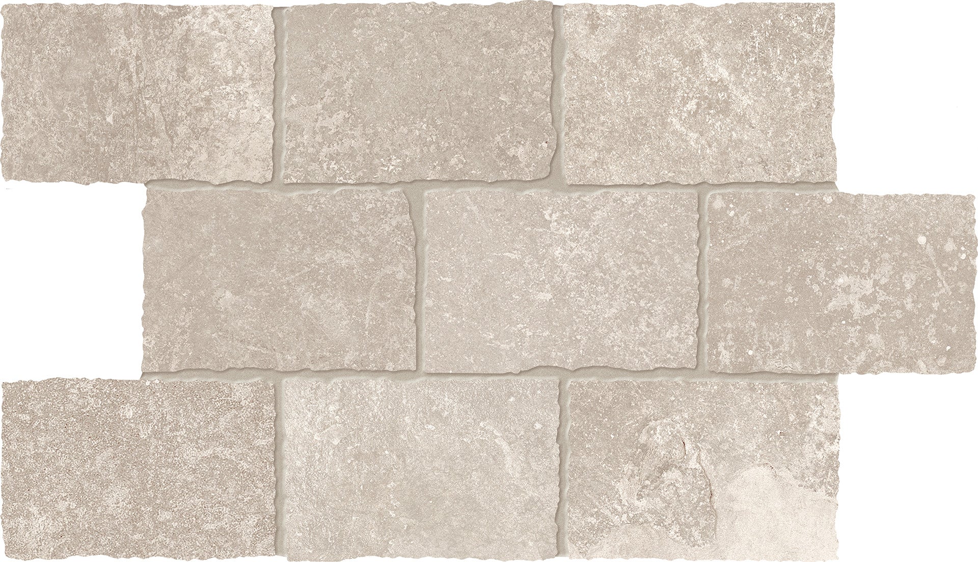 Heritage Beige porcelain mosaic tile by Emil, naturale finish, 11 13/16"x17 11/16"x9.5-mm size. Premium Italian porcelain for floors and walls.