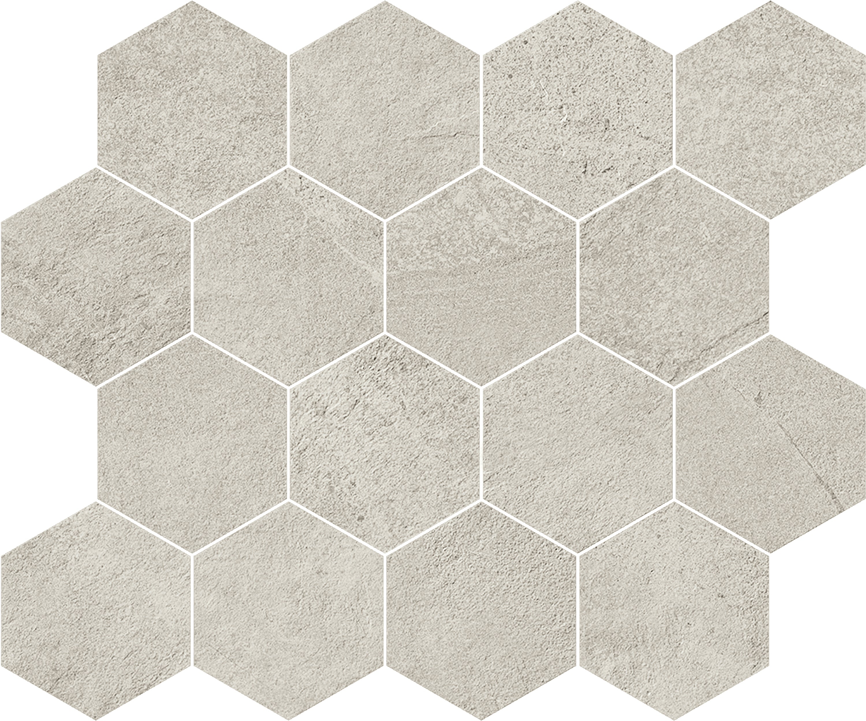 JOURNEY Natural Ivory porcelain mosaic, top-down product view, 12"×10"×11/32" size. Premium porcelain for floors and walls.