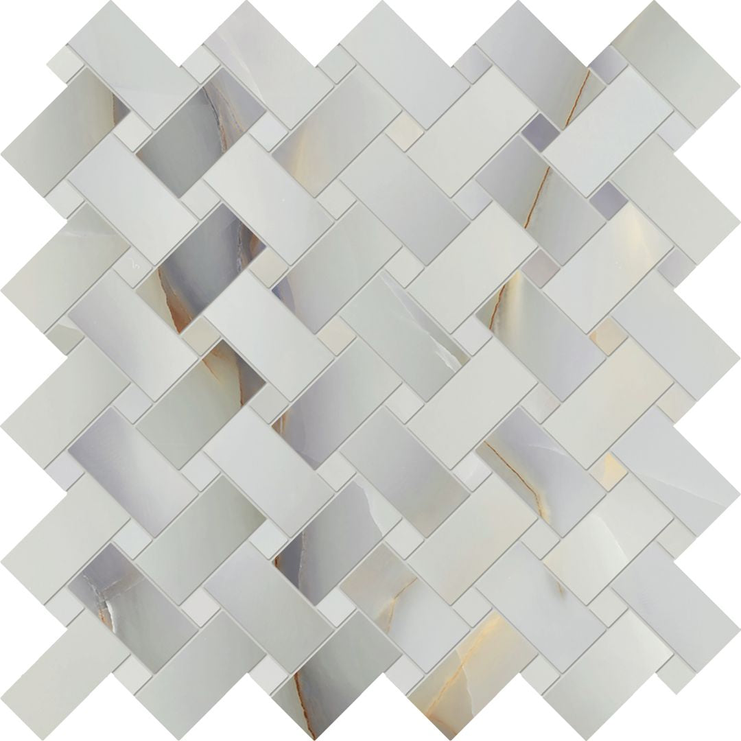 Tele di Marmo Pure Onyx Onyx Turchese porcelain decorative accent tile by Emil, full lappato finish, 11 13/16"x11 13/16"x9-mm size. Premium Italian porcelain for floors and walls.