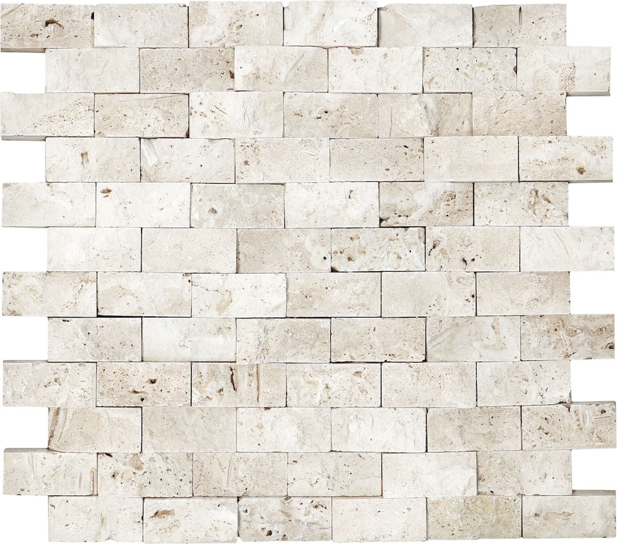 Ivory mosaic by Anatolia Tile, top-down product view, 1"×2" size. Premium porcelain for floors and walls.