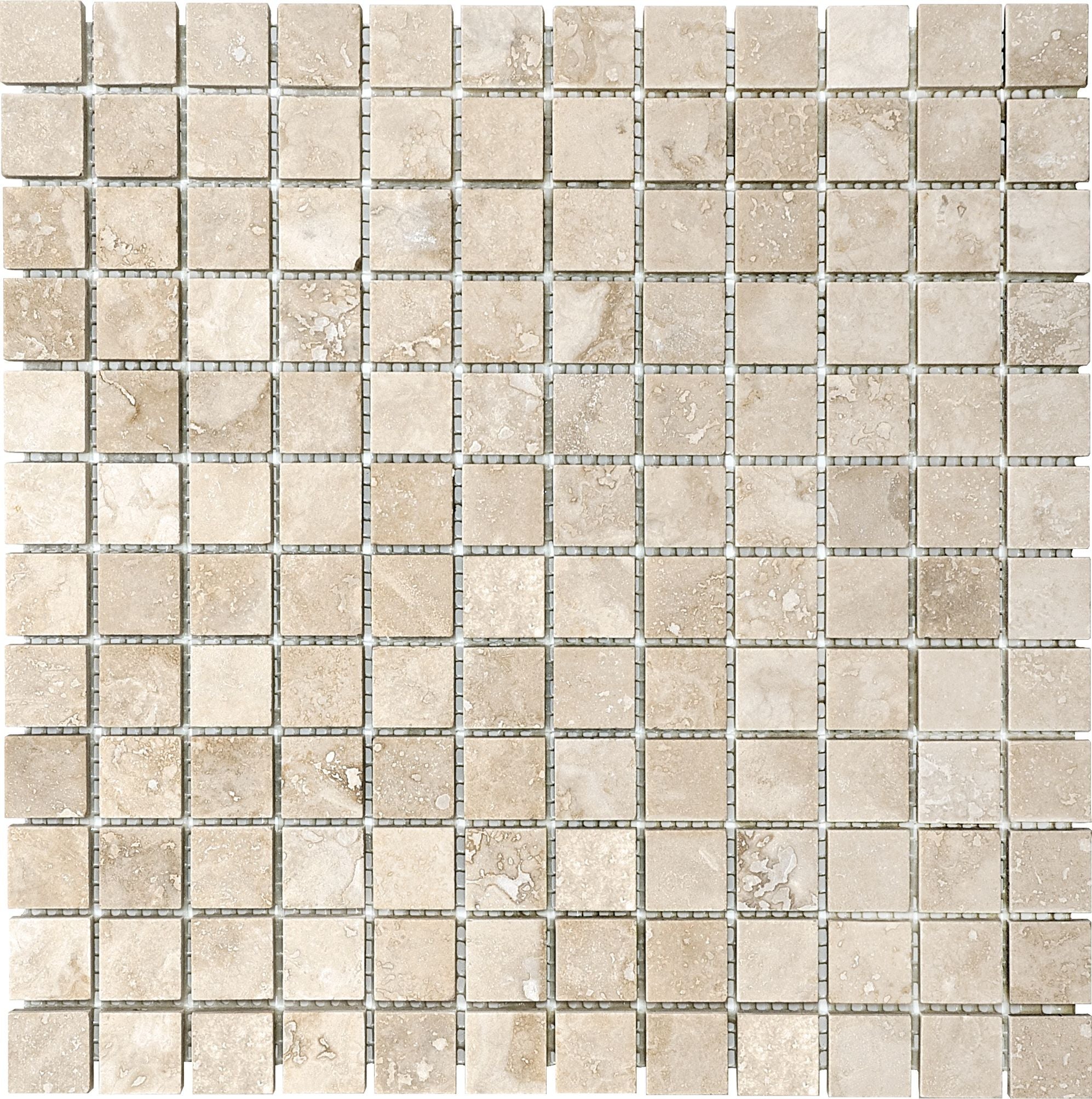 Ivory mosaic by Anatolia Tile, top-down product view, 1" size. Premium porcelain for floors and walls.