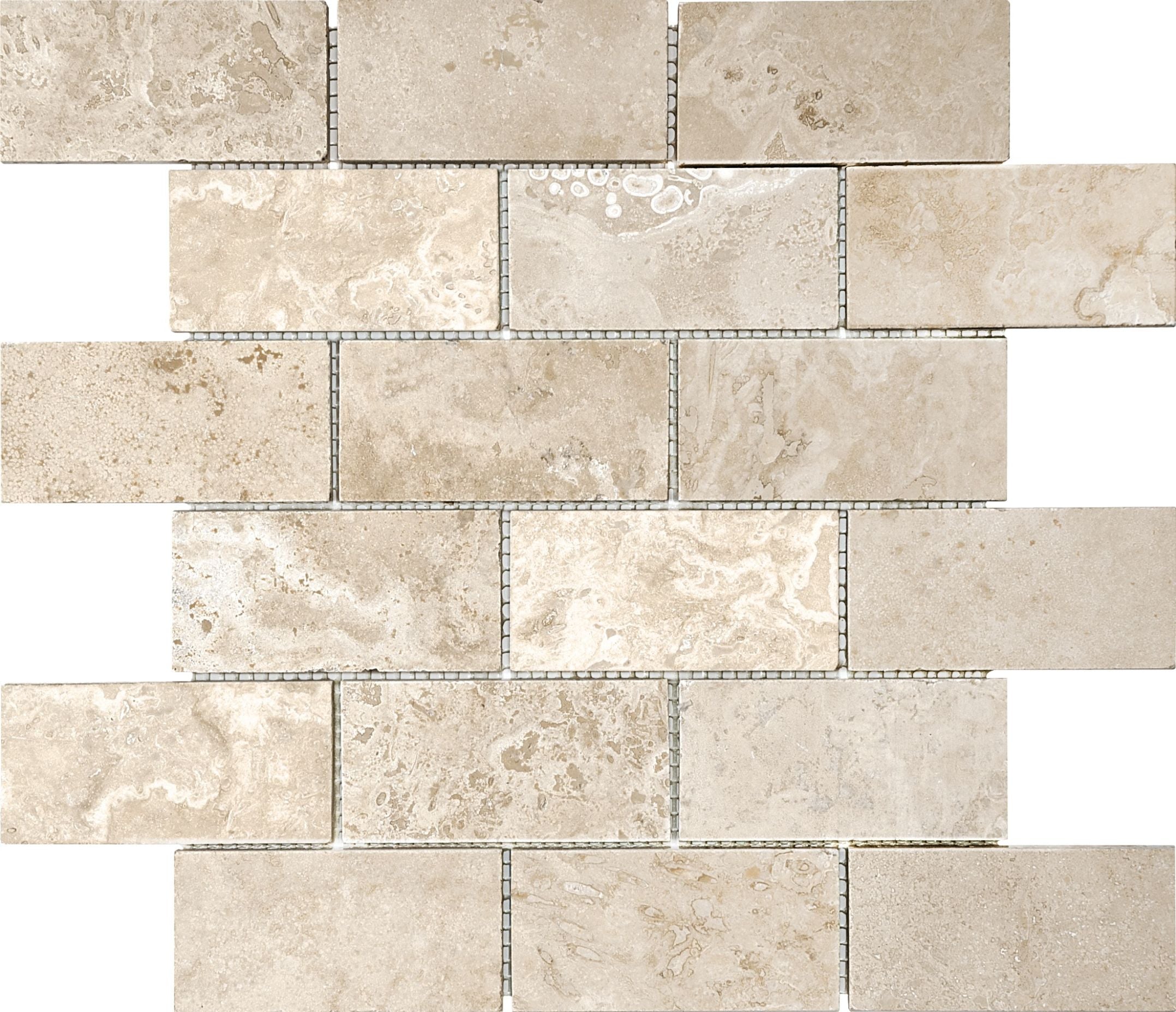 Ivory mosaic by Anatolia Tile, top-down product view, 2"×4" size. Premium porcelain for floors and walls.