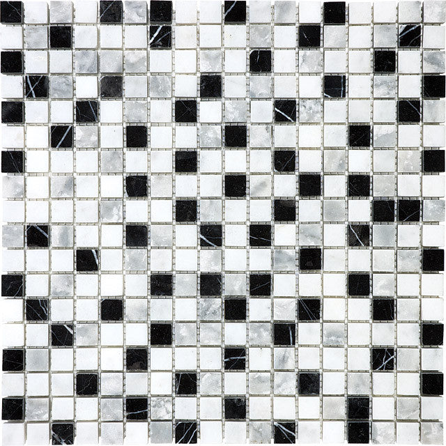 mosaic by Anatolia Tile, top-down product view, 5/8" size. Premium porcelain for floors and walls.