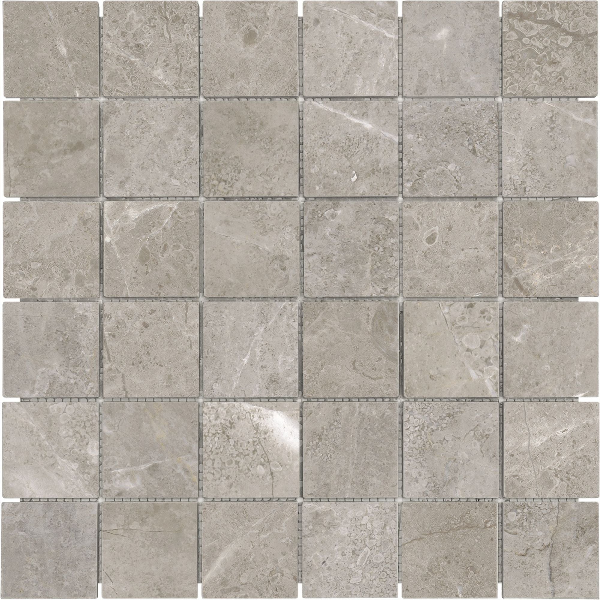 Ritz Gray mosaic by Anatolia Tile, top-down product view, 2" size. Premium porcelain for floors and walls.