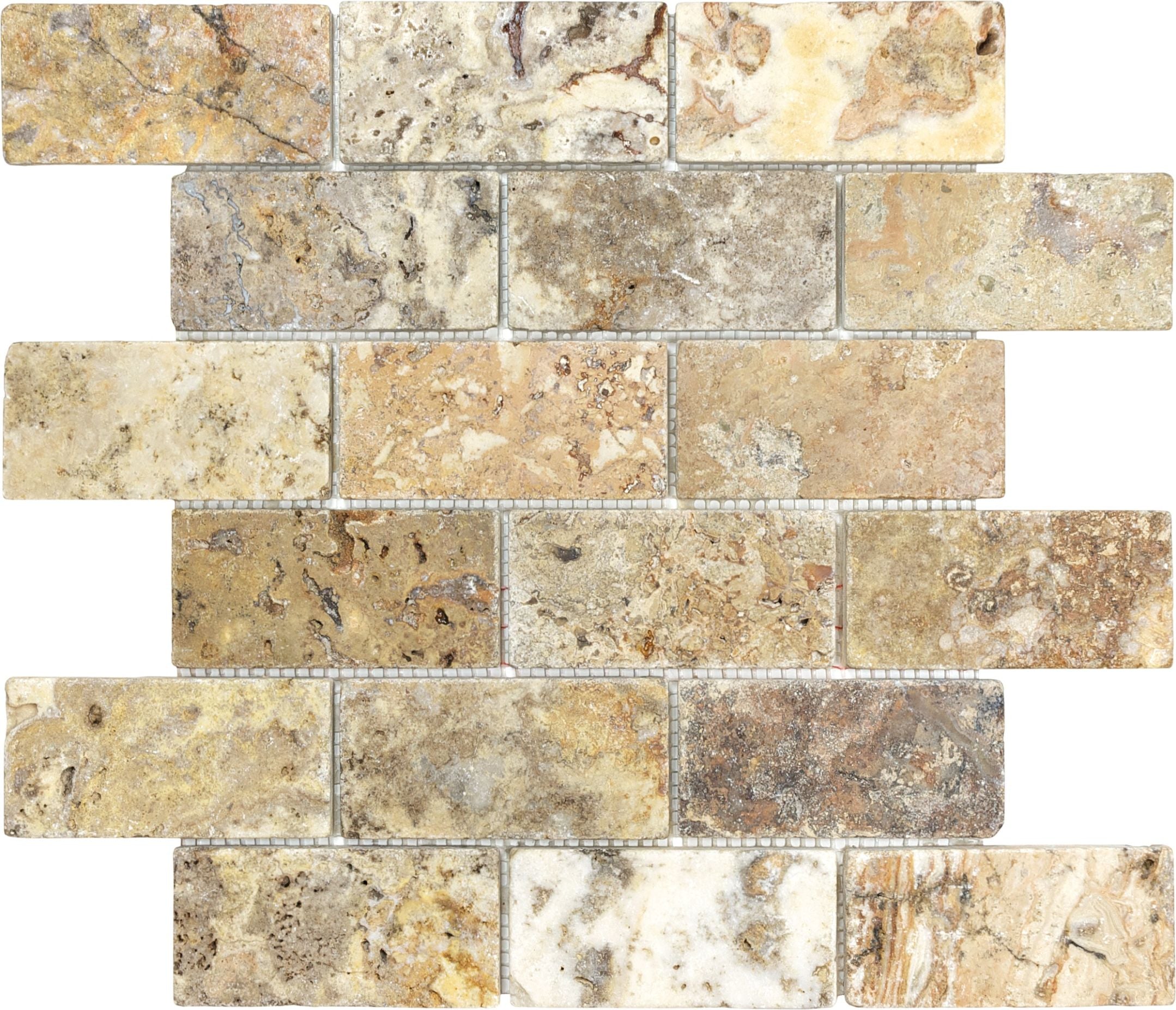 mosaic by Anatolia Tile, top-down product view, 2"×4" size. Premium porcelain for floors and walls.