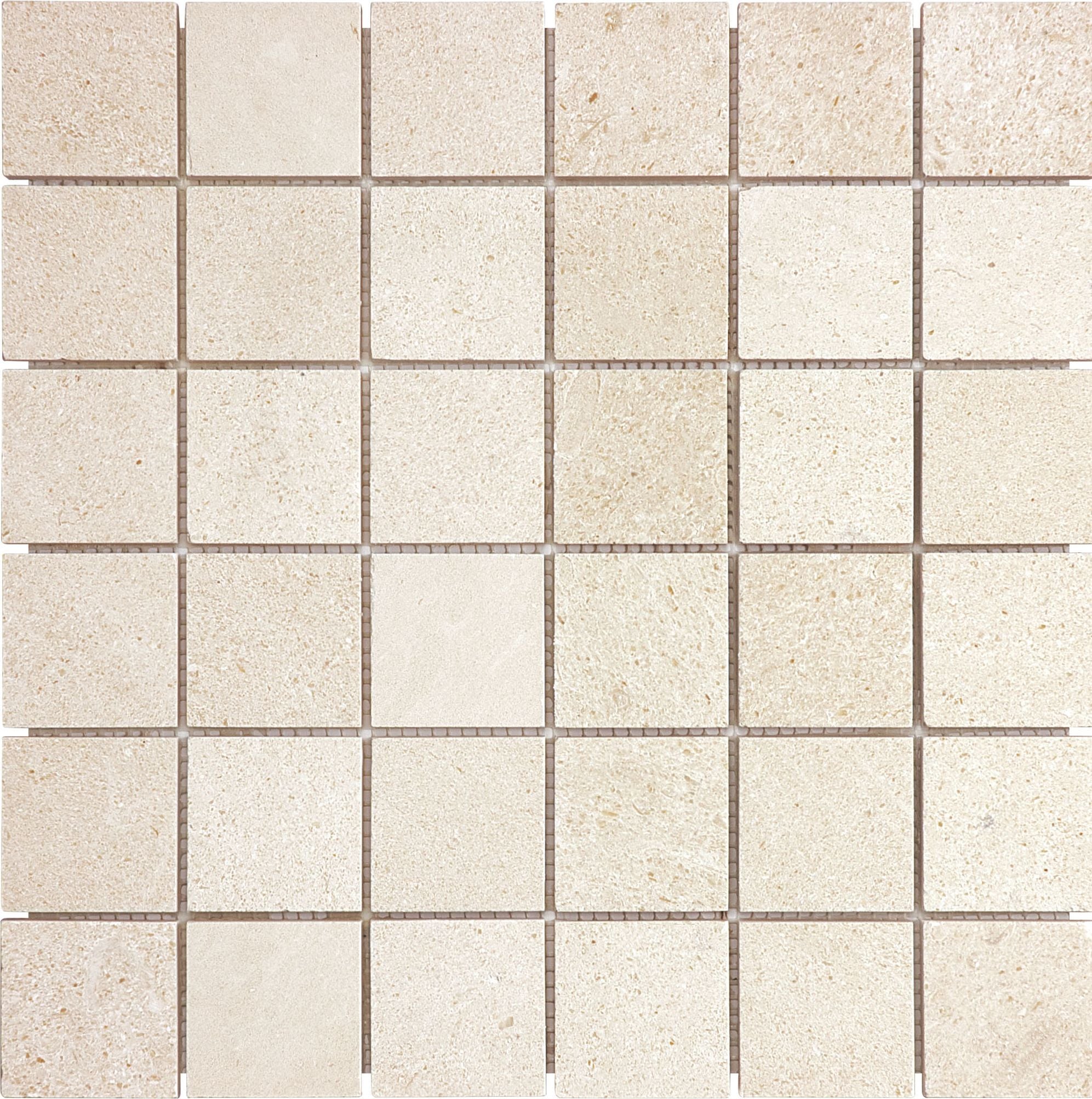 Serene Ivory mosaic by Anatolia Tile, top-down product view, 2" size. Premium porcelain for floors and walls.