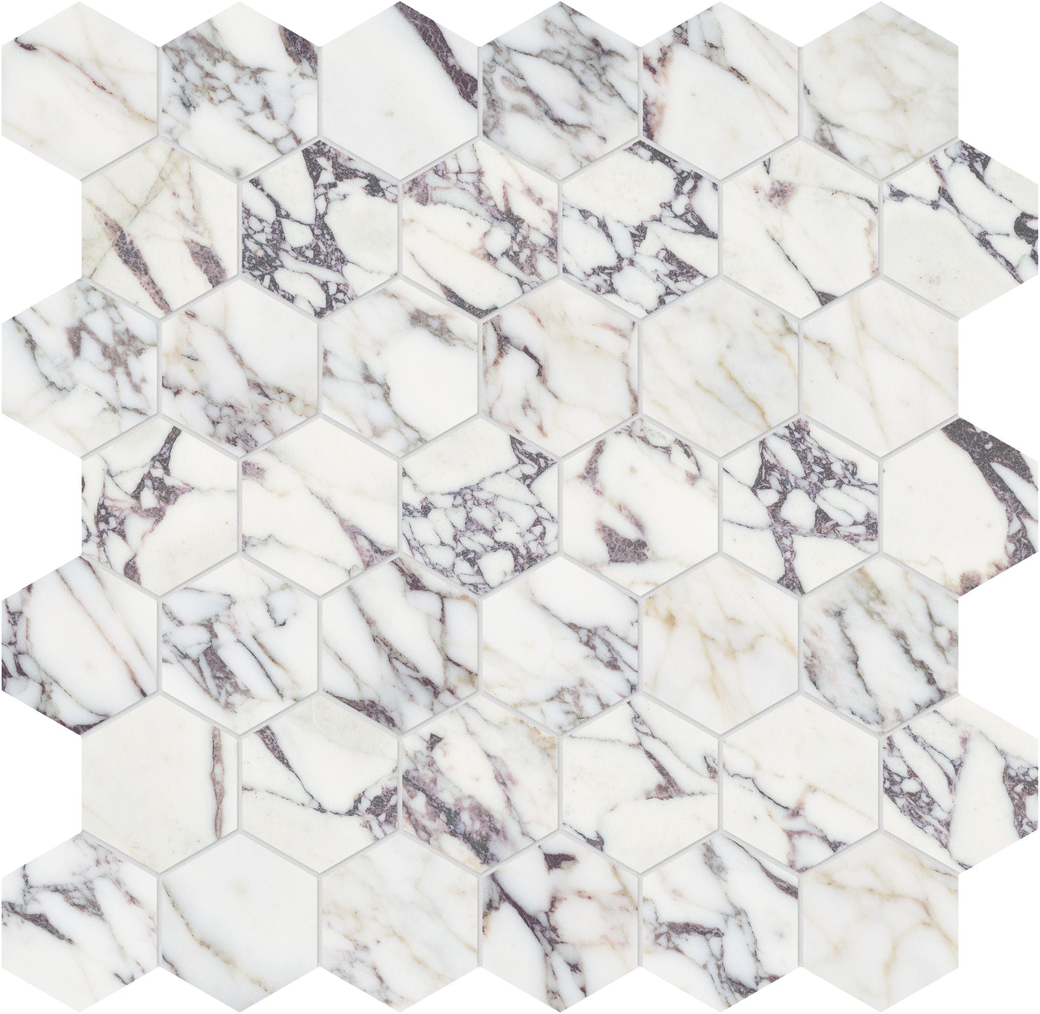 Viola Roccia mosaic by Anatolia Tile, top-down product view, 2" size. Premium porcelain for floors and walls.