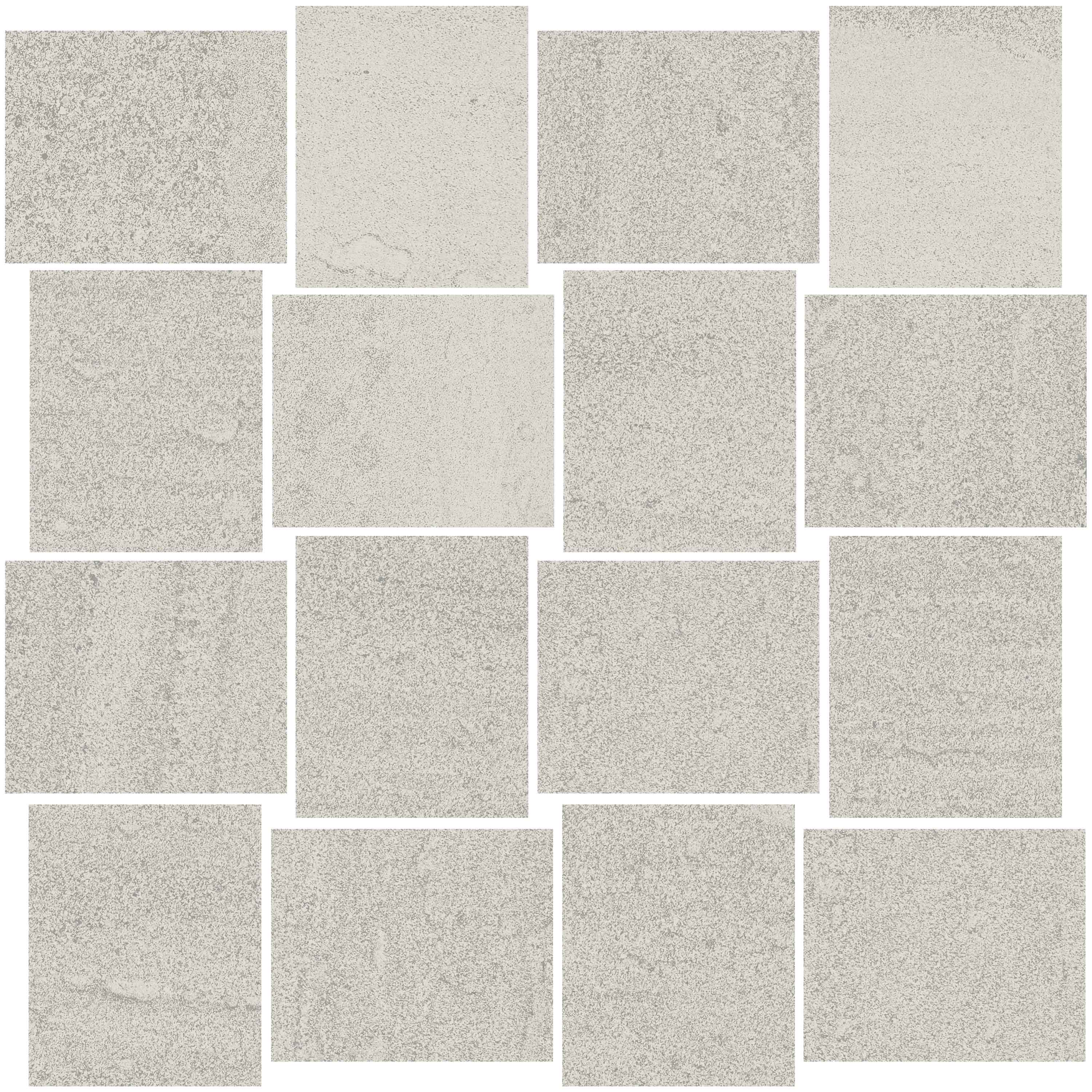 MILESTONE North White porcelain mosaic, top-down product view, 12"×12"×11/32" size. Premium porcelain for floors and walls.