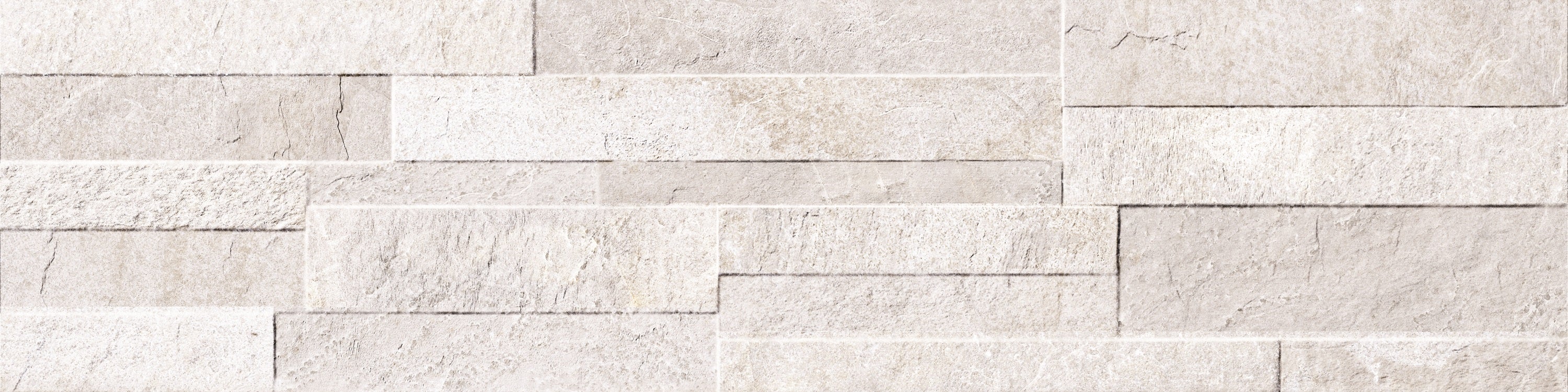 VENEER WORLD PRO LEDGESTONE ALPINE Alaska porcelain wall veneer, top-down product view, 6"×24"×11/32" size. Premium porcelain for floors and walls.