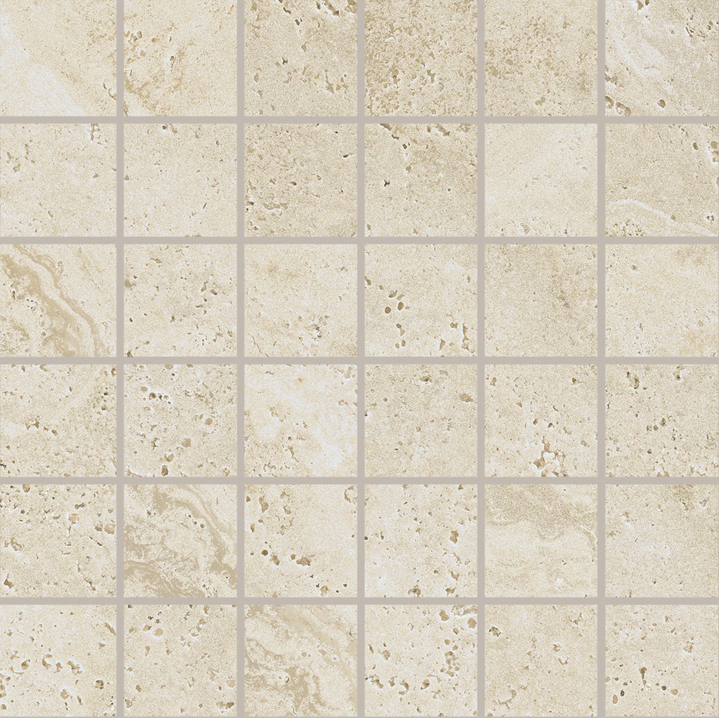 Unique Travertine Cream porcelain mosaic tile by Emil, 11 13/16"x11 13/16"x9.5-mm size. Premium Italian porcelain for floors and walls.