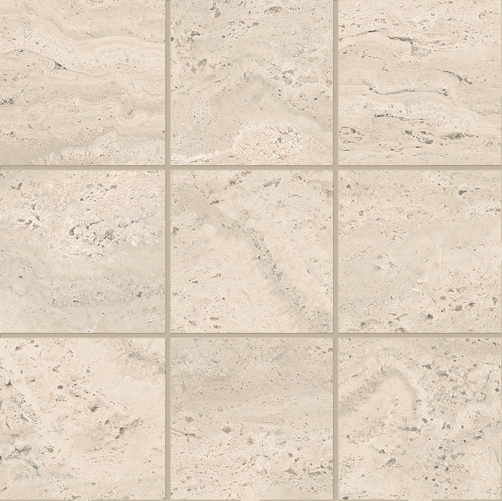 Dual Travertine Beige porcelain mosaic tile by Emil, naturale finish, 11 13/16"x11 13/16"x9-mm size. Premium Italian porcelain for floors and walls.
