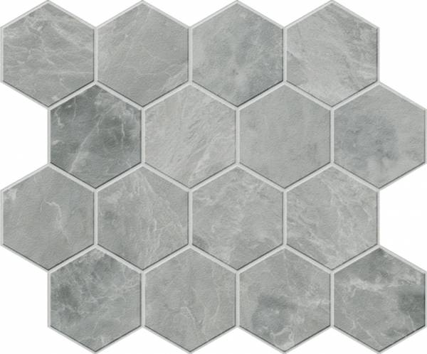 landmark 9mm charme evo pearl grey hexagon mosaic 12x10x9mm matte rectified porcelain tile distributed by surface group international