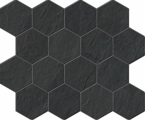 landmark 9mm essence montauk black hexagon mosaic 12x12x9mm matte rectified porcelain tile distributed by surface group international