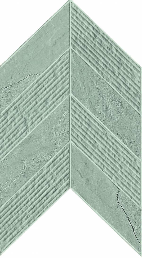 landmark 9mm essence montauk grey mosaic chevron 3d wall mosaic 7_44x12x9mm matte rectified porcelain tile distributed by surface group international