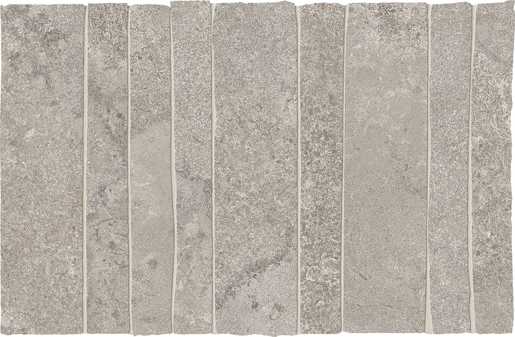Portland Stone Lead porcelain mosaic tile by Emil, 1 9/16"x11 7/16"x9-mm size. Premium Italian porcelain for floors and walls.