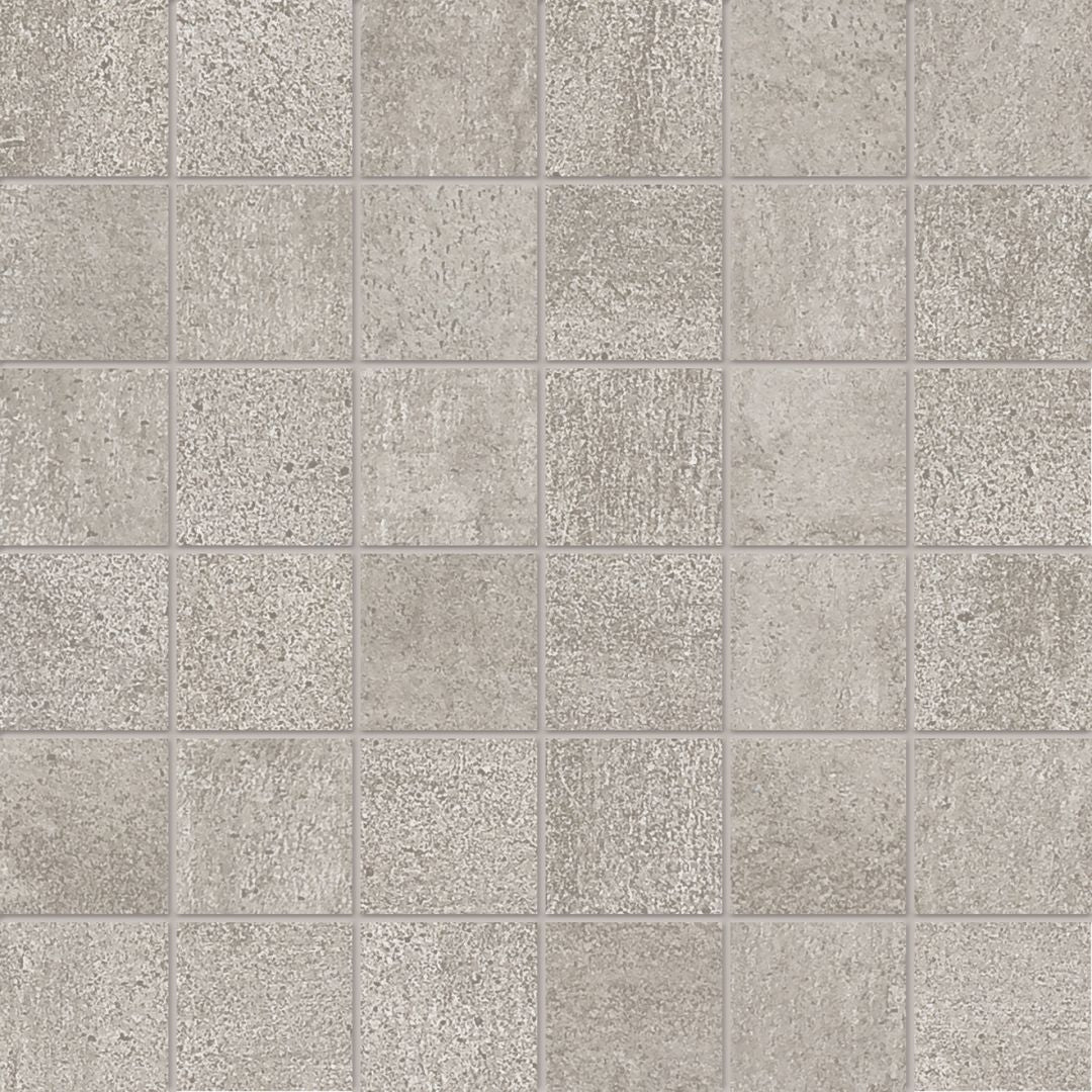On Square Cemento porcelain mosaic tile by Emil, 11 13/16"x11 13/16"x9.5-mm size. Premium Italian porcelain for floors and walls.