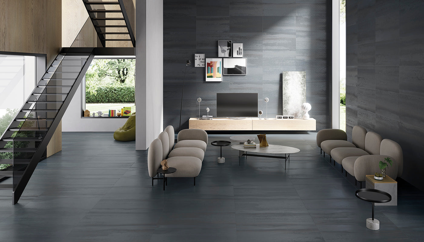 Metallica CALAMINE porcelain mosaic tile by Emil, naturale finish, 12"x12" size. Premium Italian porcelain for floors and walls.