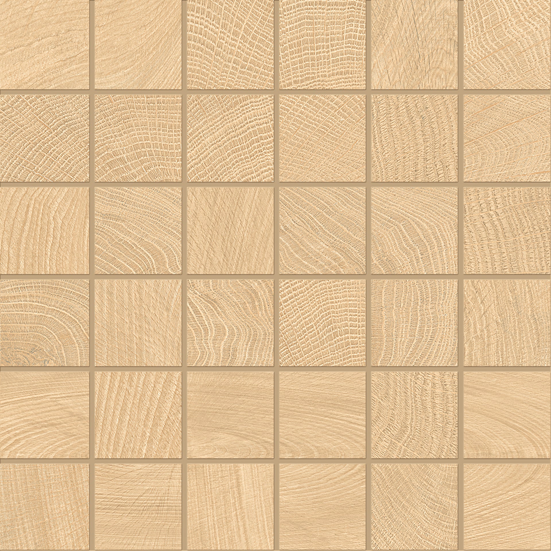 W-Circles Oak porcelain mosaic tile by Emil, naturale finish, 11 13/16"x11 13/16"x9-mm size. Premium Italian porcelain for floors and walls.