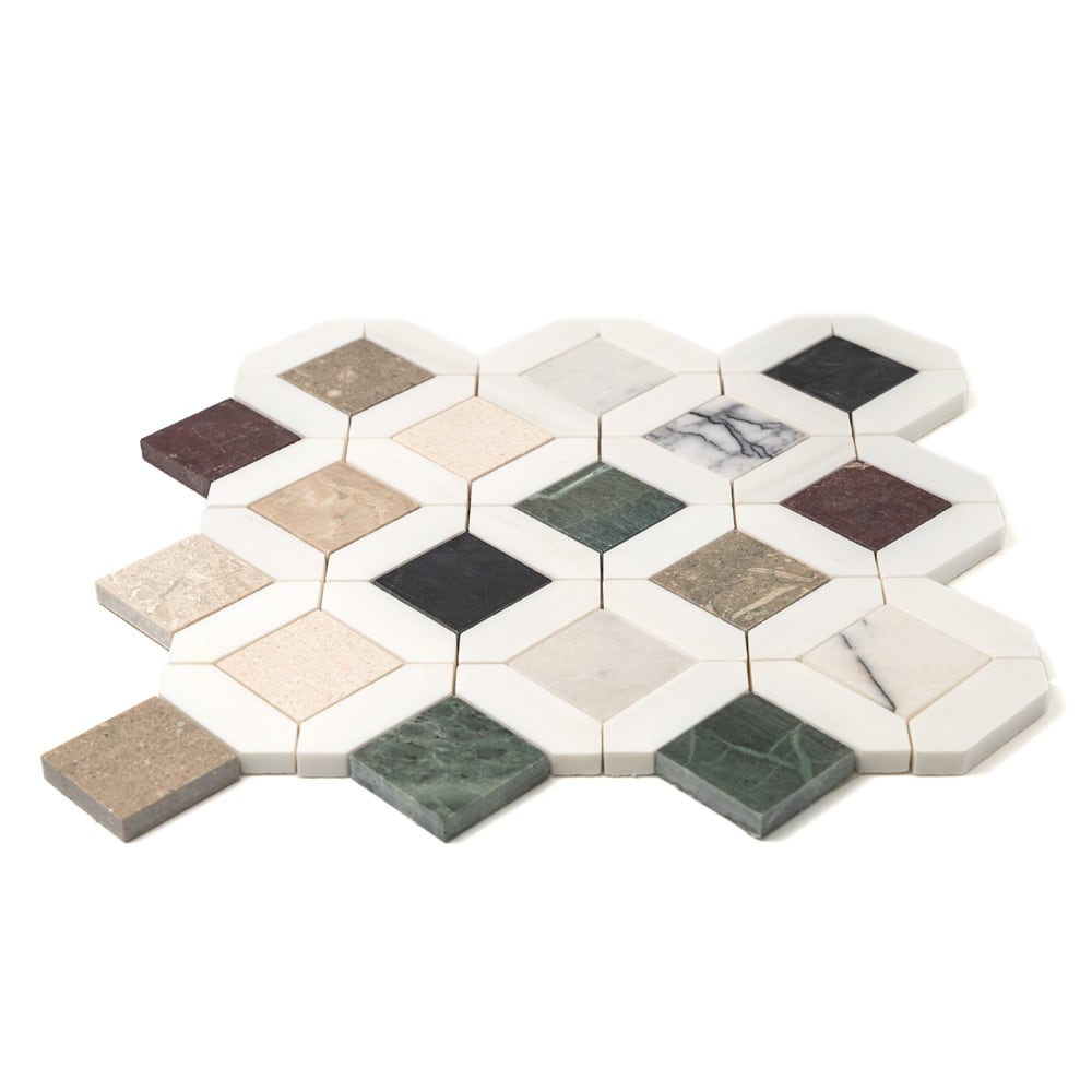 Multicolor Louna Marble Mosaic (12 5/8"×12 5/8"×3/8" | honed | straight cut)