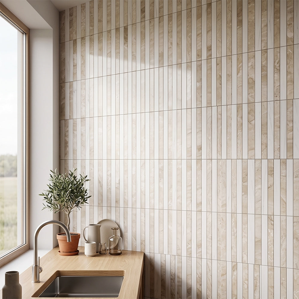 Diana Royal Honed Marble Diana Royal, Snow White marble mosaic, top-down product view, 12"×12"×3/8" size. Premium marble for floors and walls.