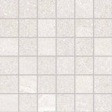 STONEHENGE: White Mosaic 1113/16"X1113/16" Porcelain Mosaic  (11 13/16"x23 5/8"x8.5-mm | naturale | rectified)