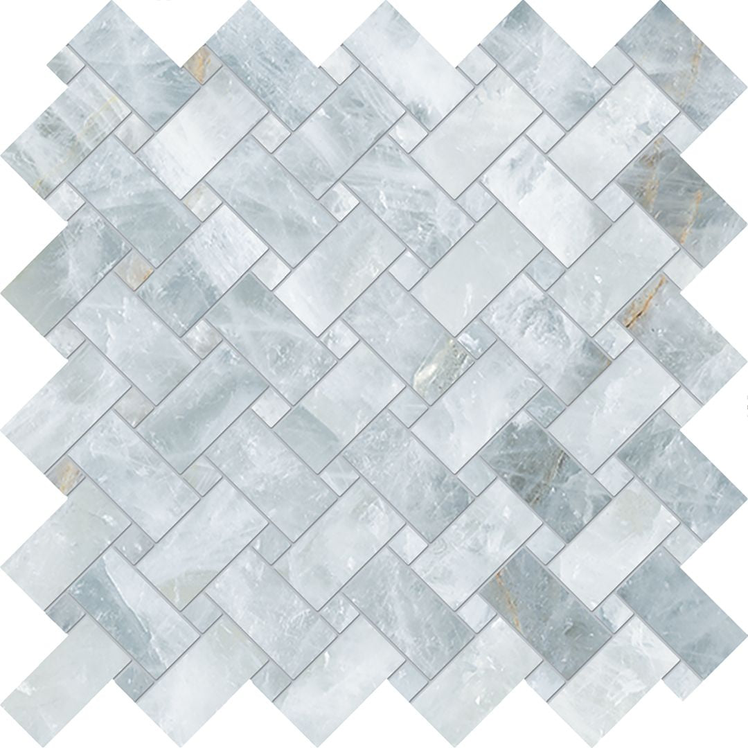 Tele di Marmo Precious Crystal Azure porcelain decorative accent tile by Emil, full lappato finish, 11 13/16"x11 13/16"x9.5-mm size. Premium Italian porcelain for floors and walls.